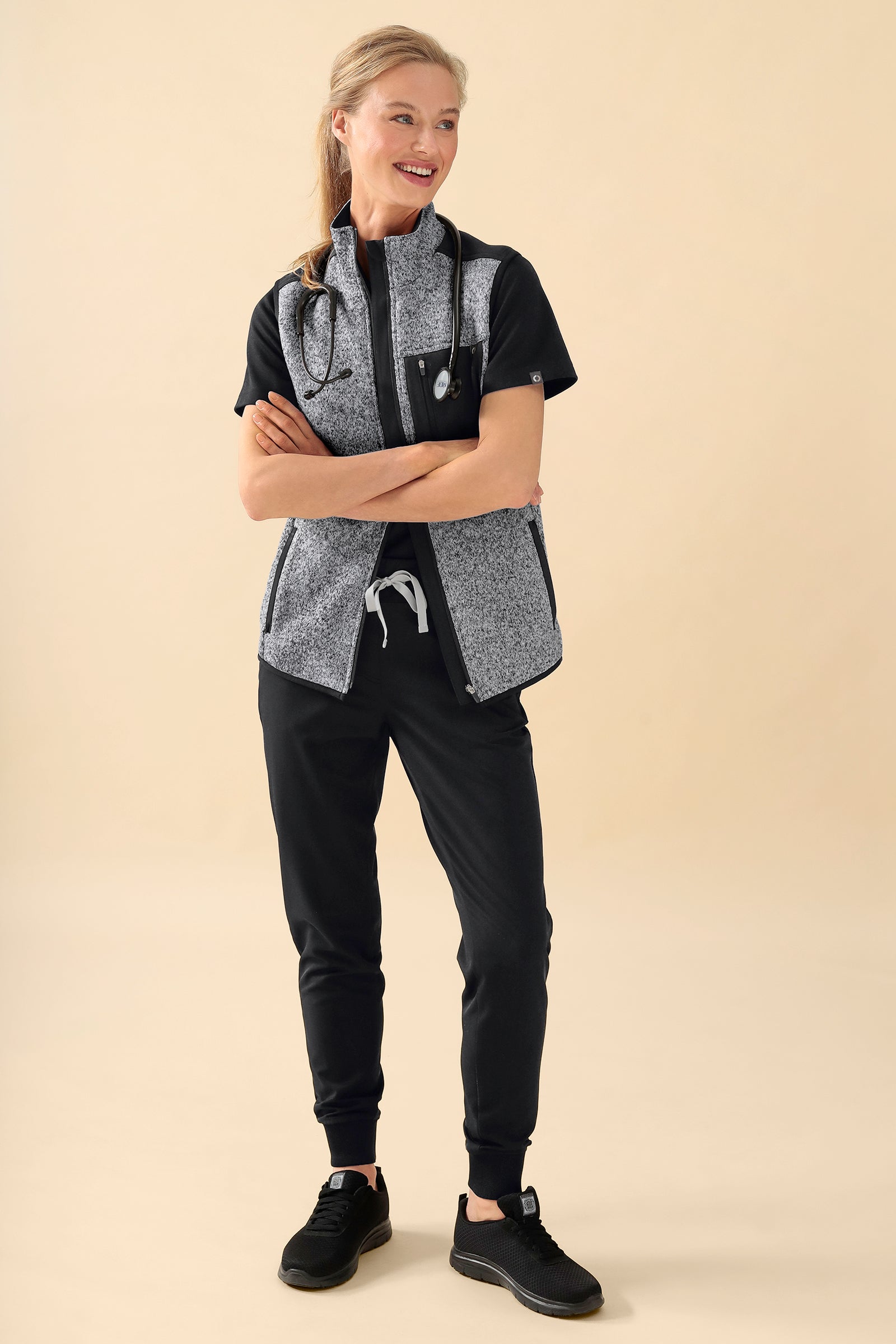 KAERE Fleeceweste Unisex - Stehkragen grau melange