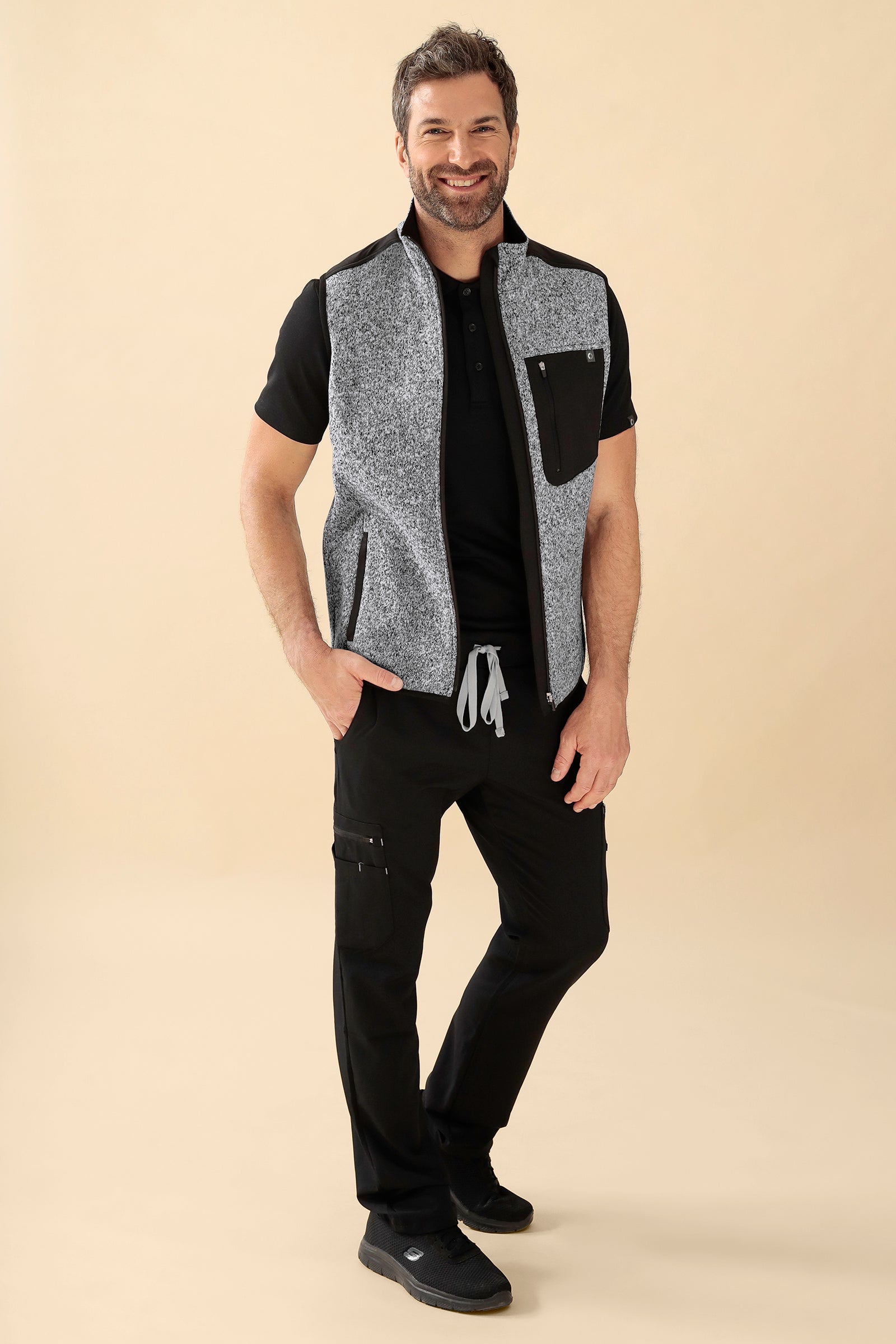 KAERE Fleeceweste Unisex - Stehkragen grau melange