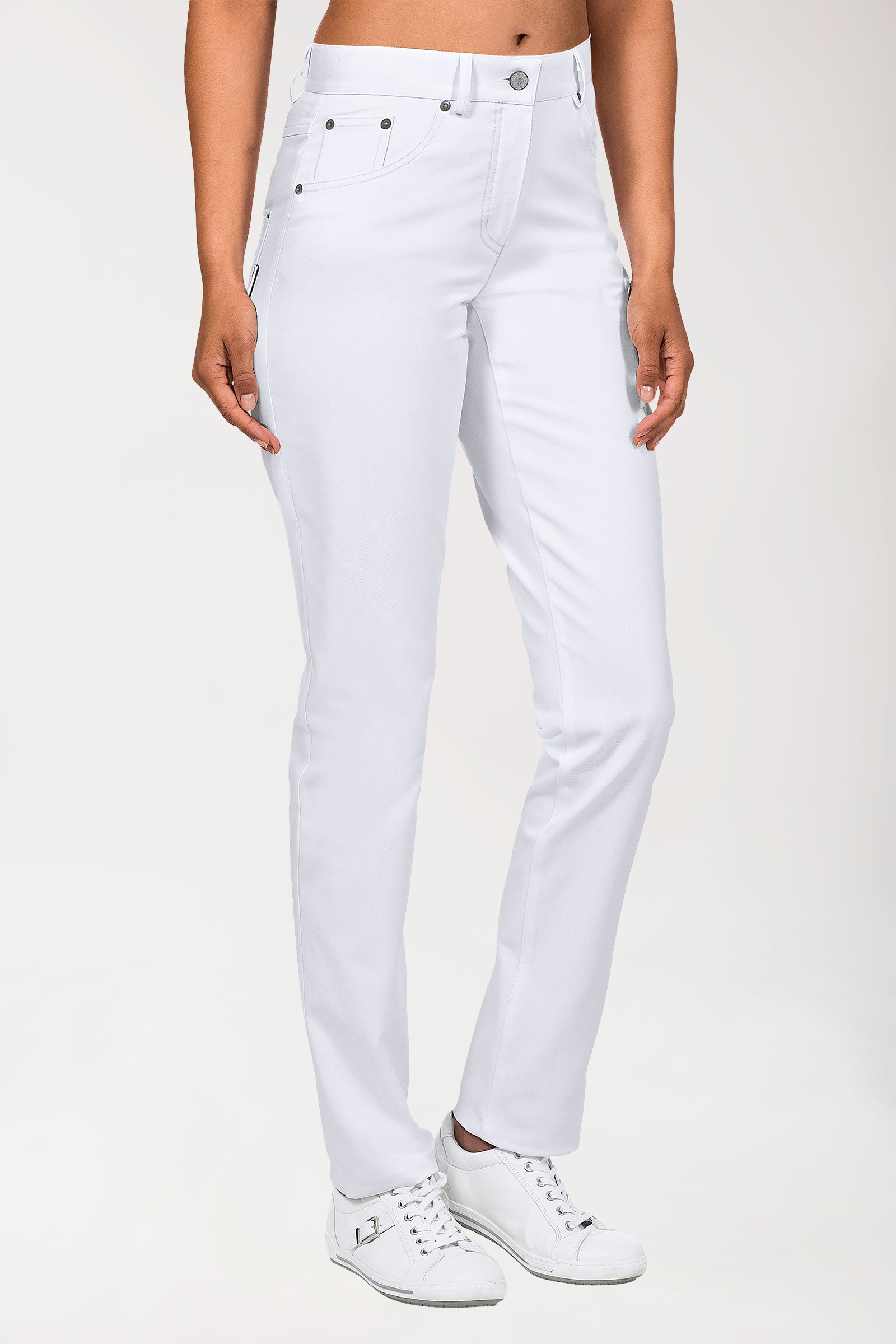 5-Pocket Hose Damen - Hohe Taille weiß
