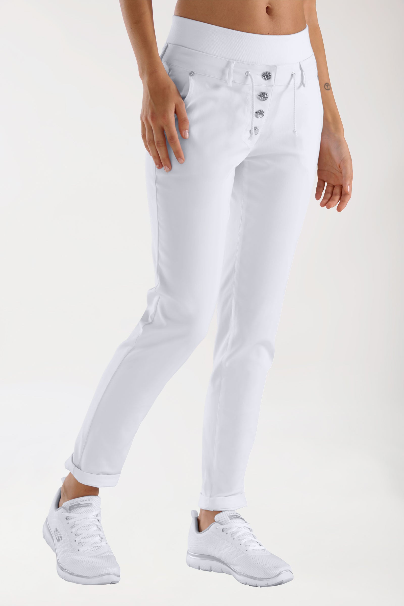 Comfort Stretch Hose Damen - elastischer Strickbund weiß