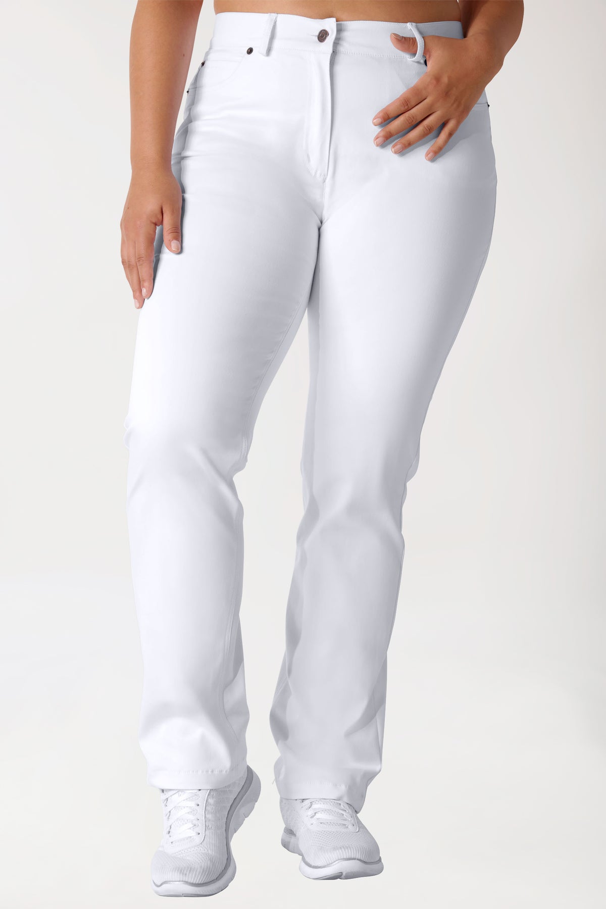 Curved Hose COMFY FLEX - 5-Pocket weiß, Vorderansicht 