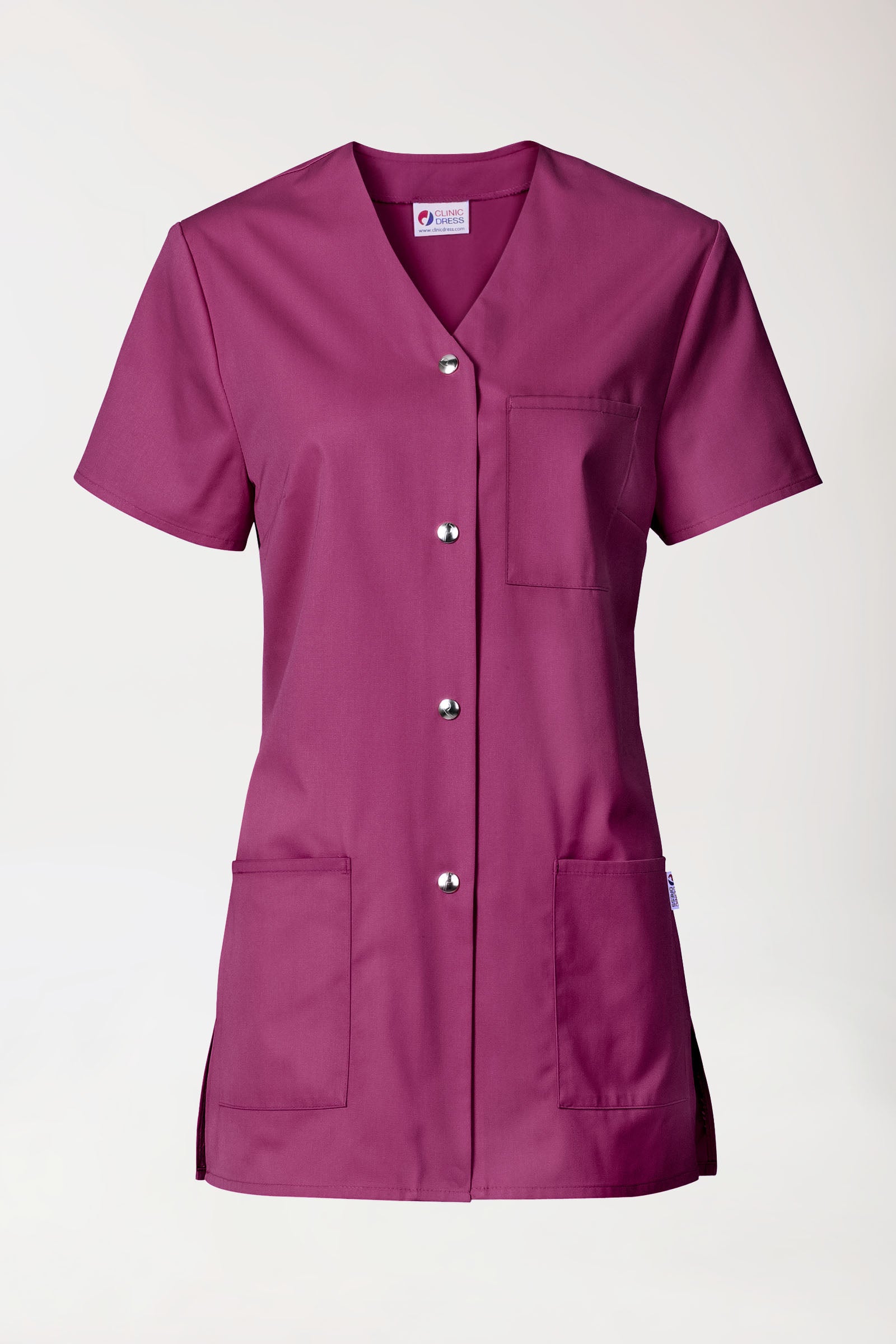 Beauty Kasack Damen - durchgeknöpft berry