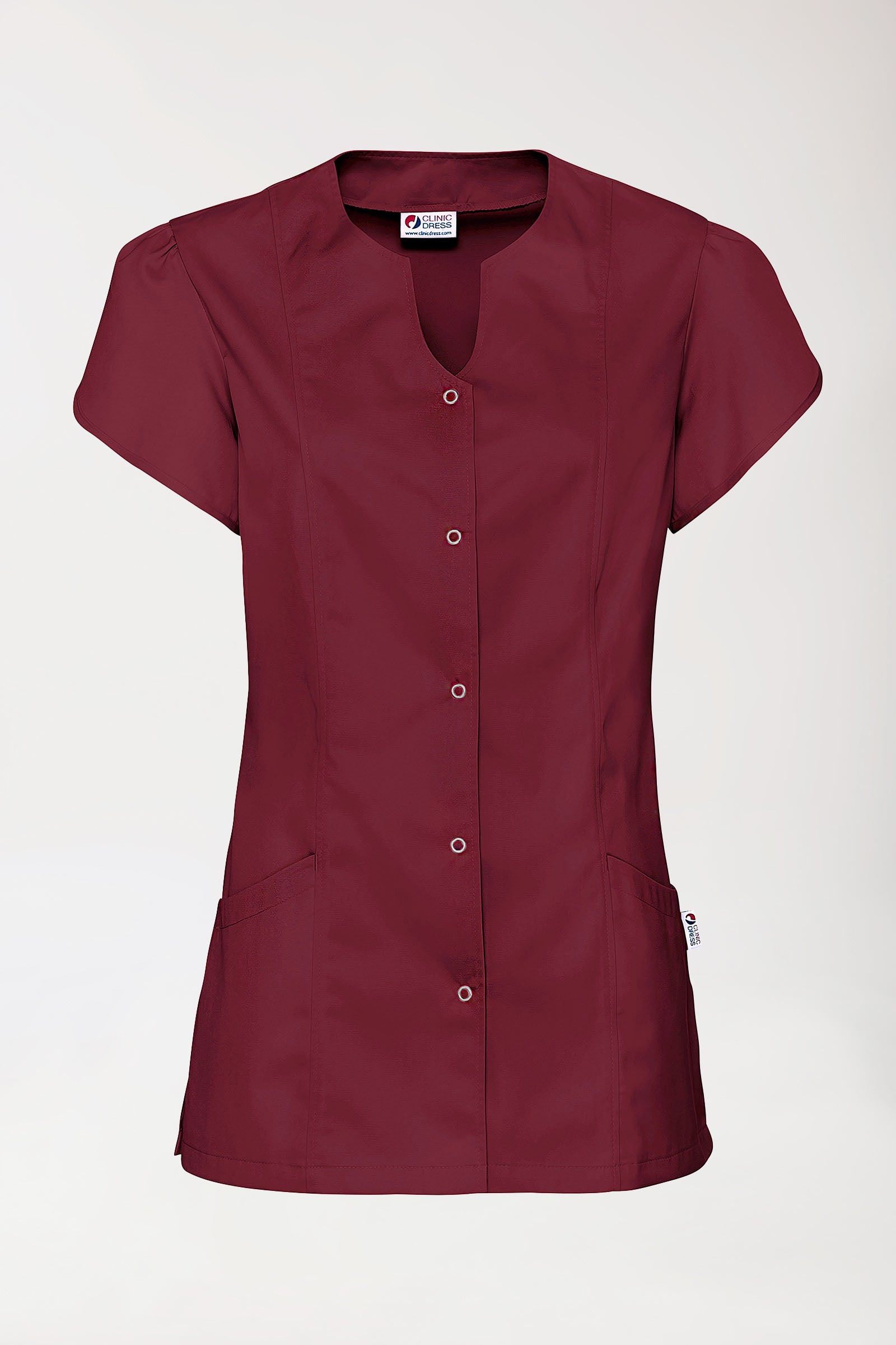 Beauty Kasack Damen - mit Puffärmel bordeaux