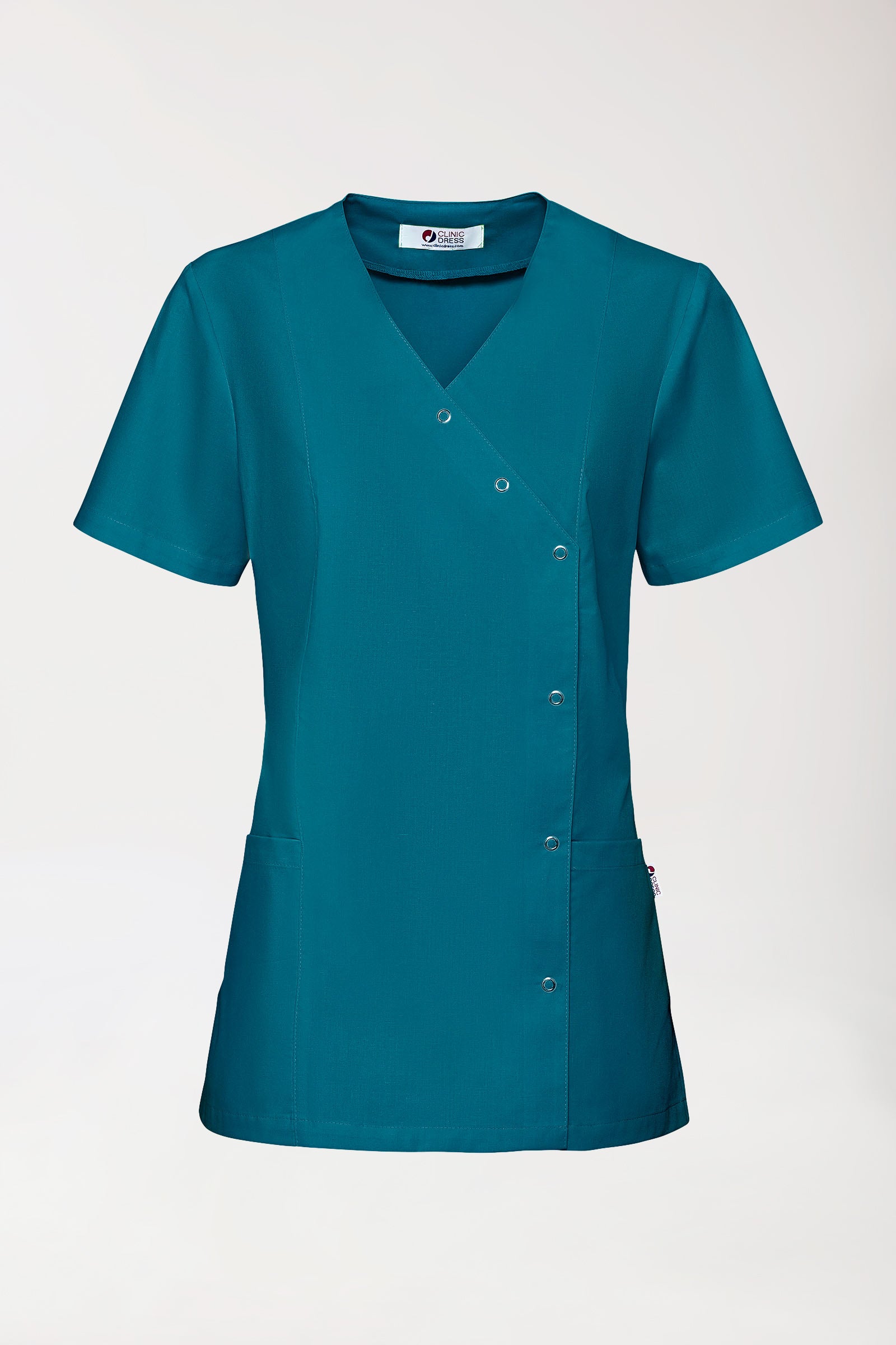 Stretch Kasack Damen - durchgeknöpft petrol