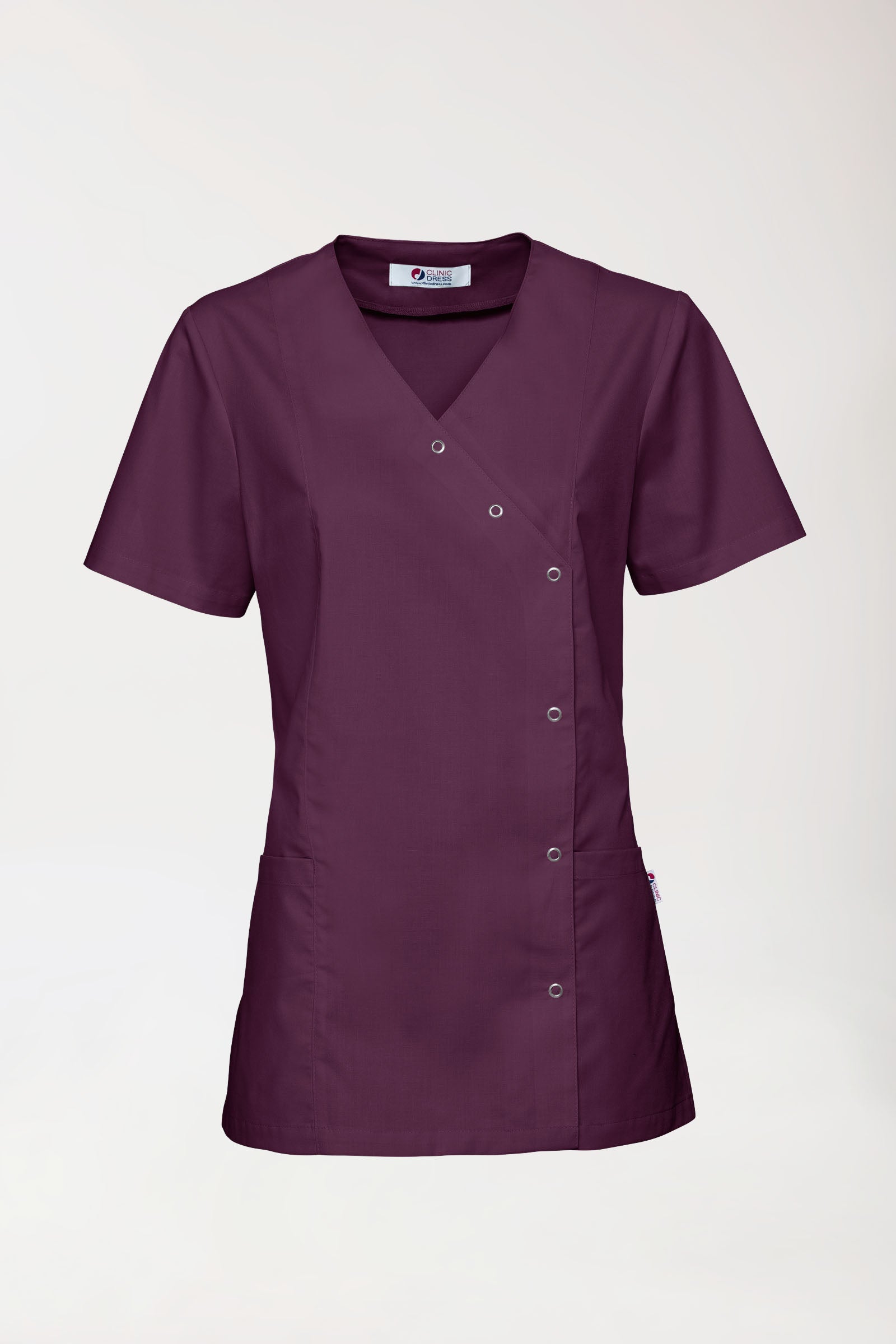 Stretch Kasack Damen - durchgeknöpft pflaume, Vorderansicht 