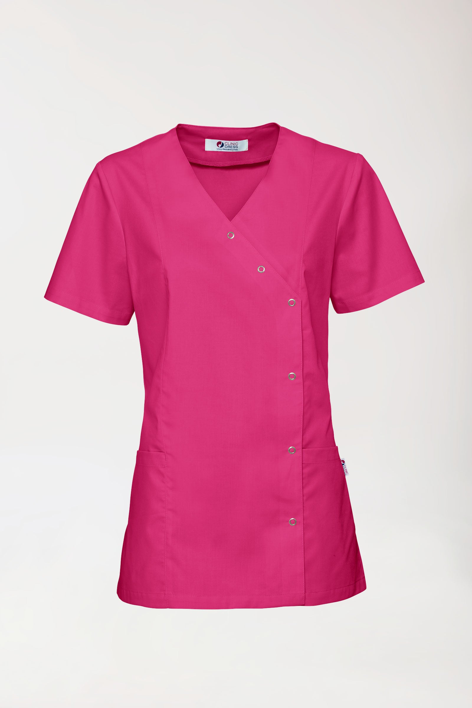 Stretch Kasack Damen - durchgeknöpft pink, Vorderansicht 