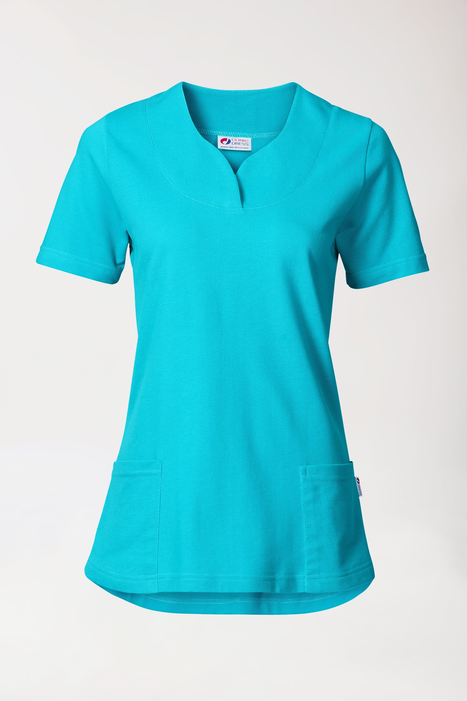 Piqué Longshirt Damen - diagonaler Ausschnitt curaçao, Vorderansicht 