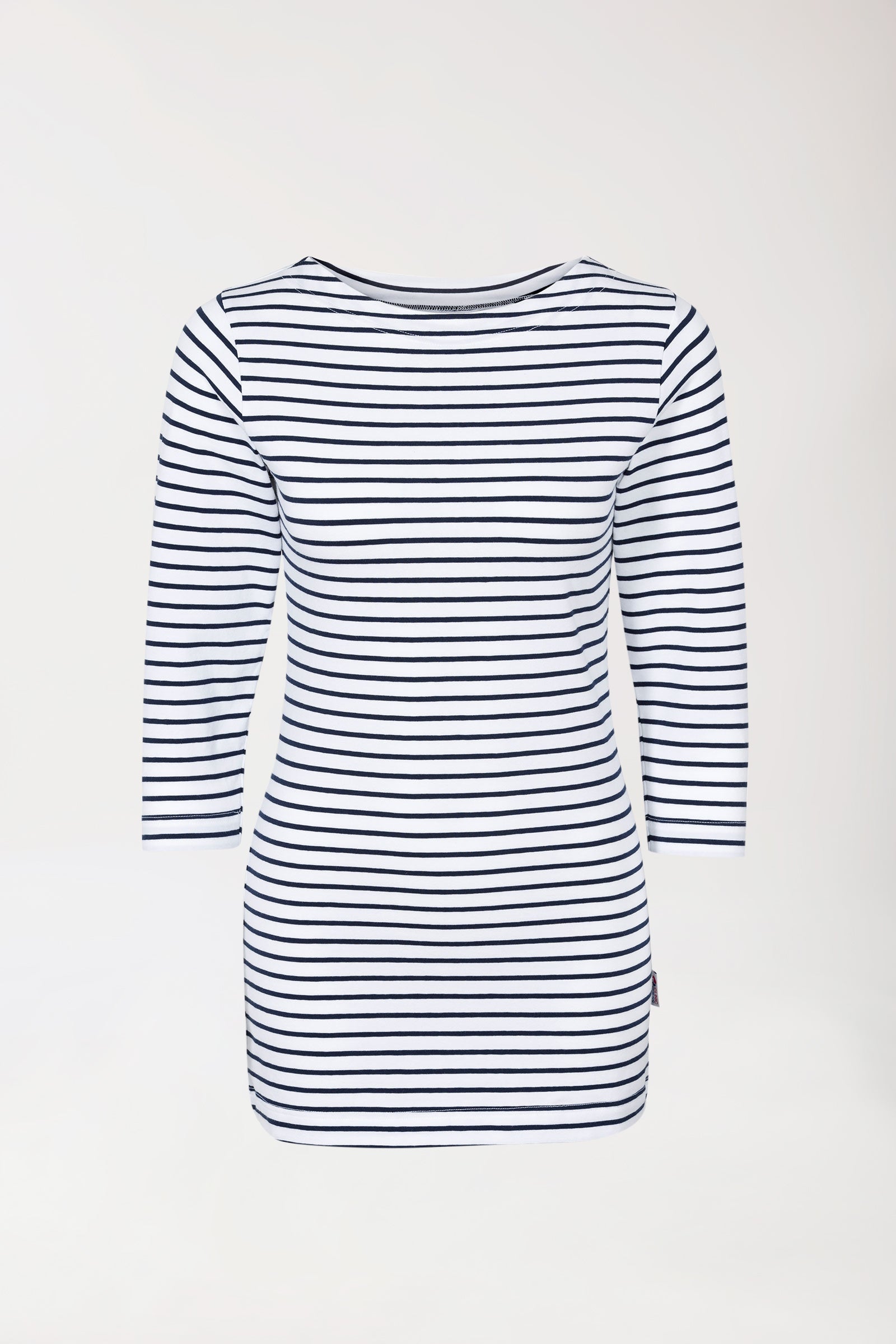 Longshirt Damen - 3/4 Arm weiß/navy, Vorderansicht 