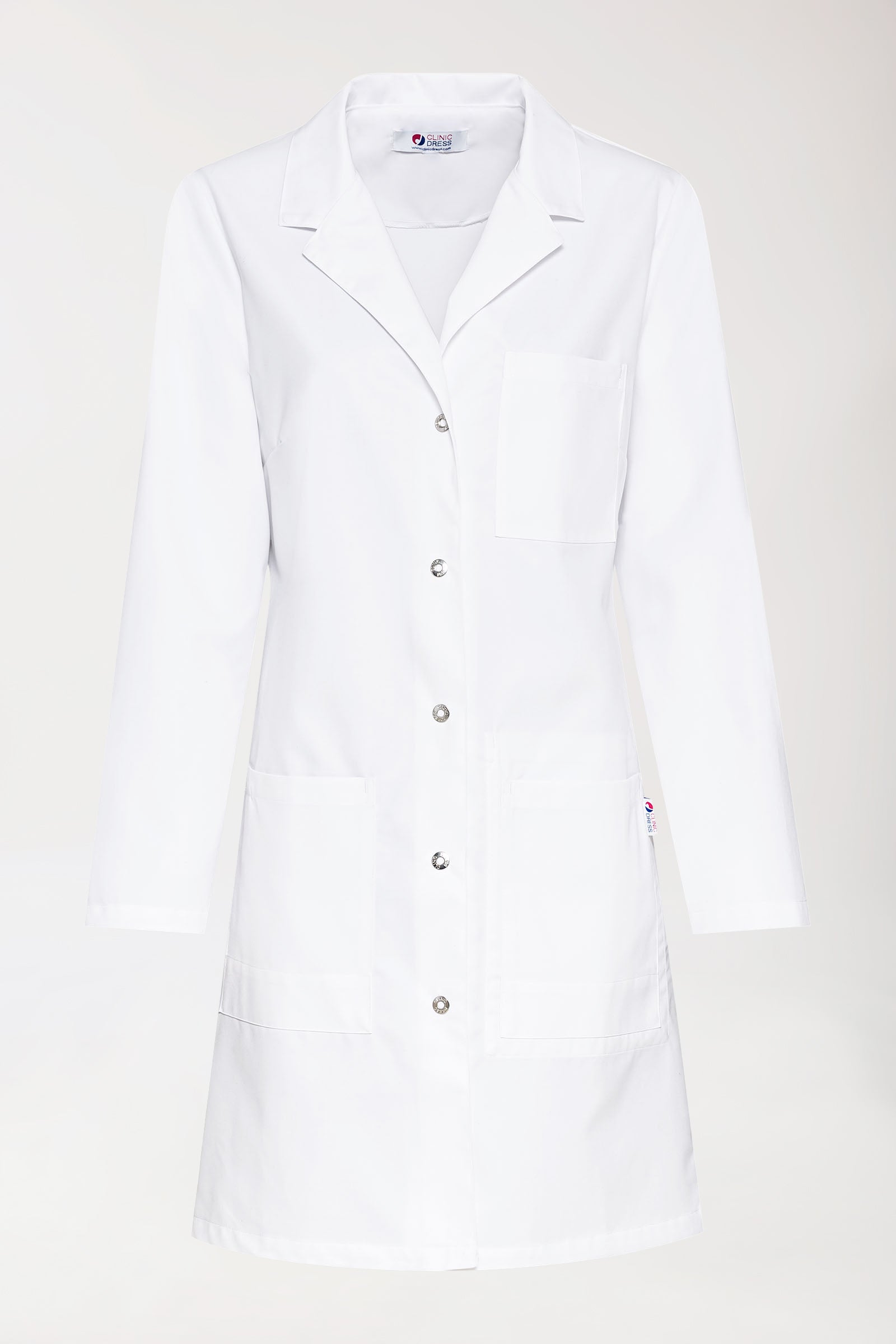 Mantel Damen - Reverskragen weiß, Vorderansicht 