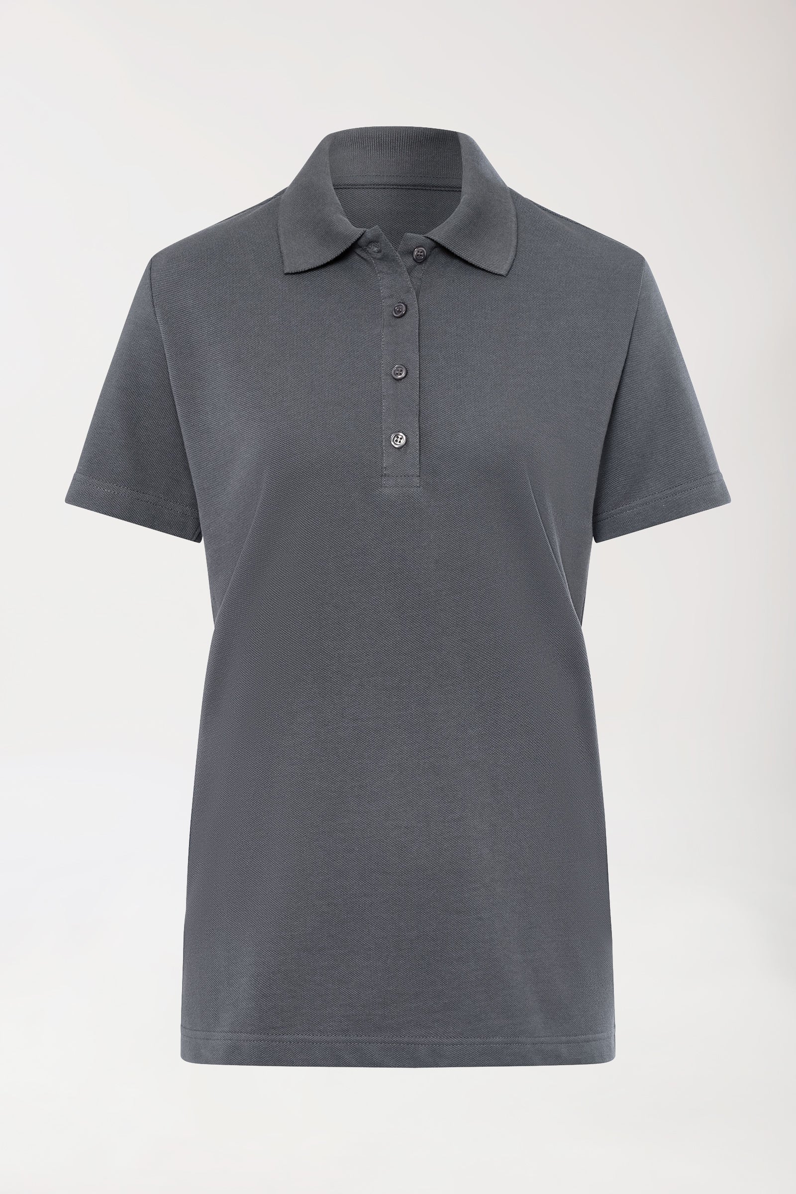 CORE Shirt Damen - Polokragen steingrau, Vorderansicht 