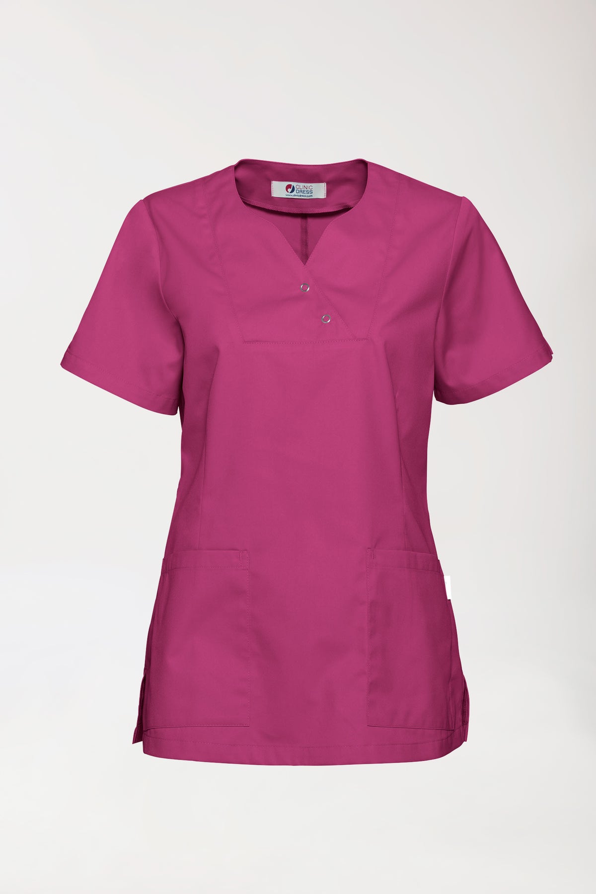 CORE Schlupfkasack Damen curved fit - mit Druckknöpfen berry, Vorderansicht 