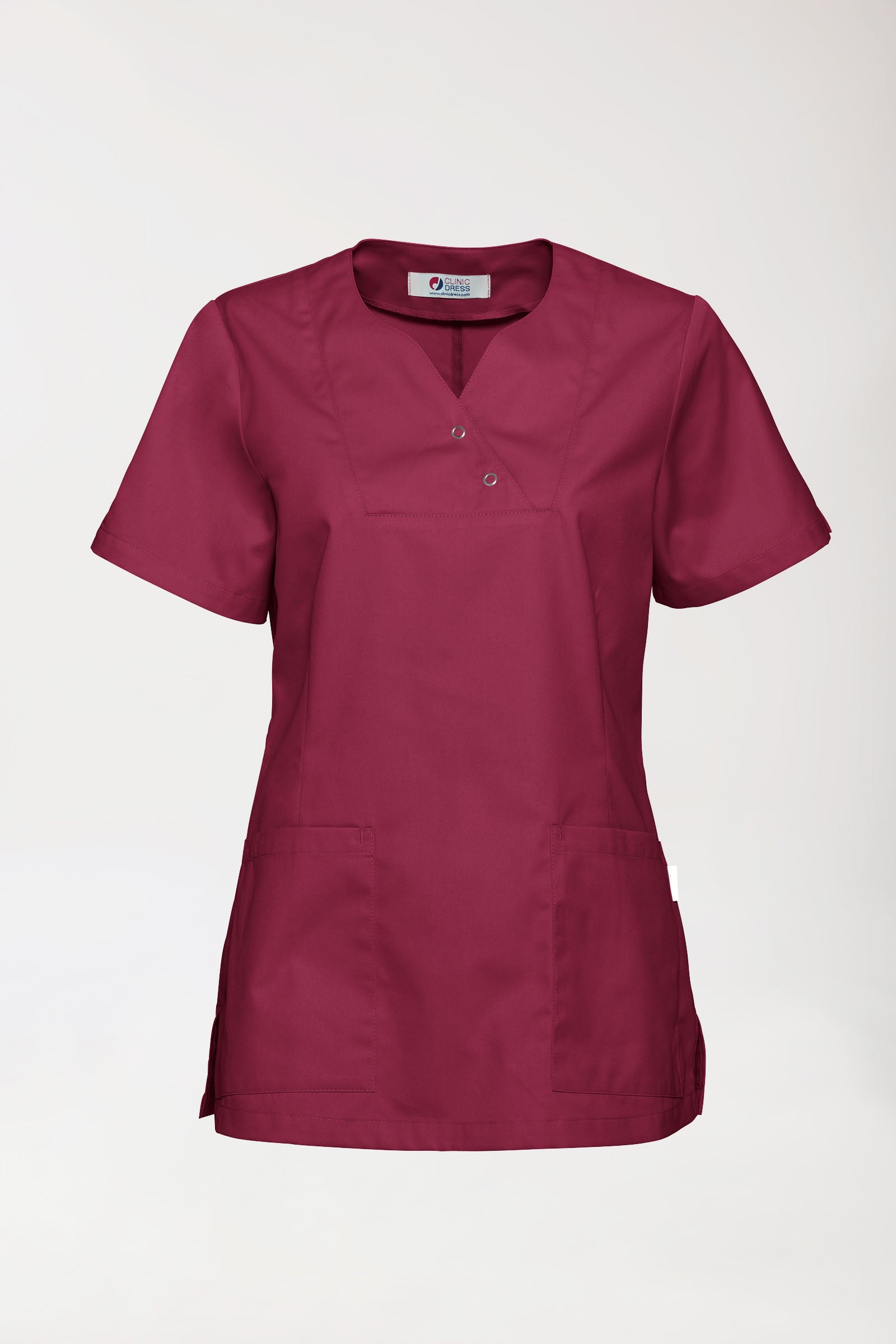 CORE Schlupfkasack Damen curved fit - mit Druckknöpfen bordeaux