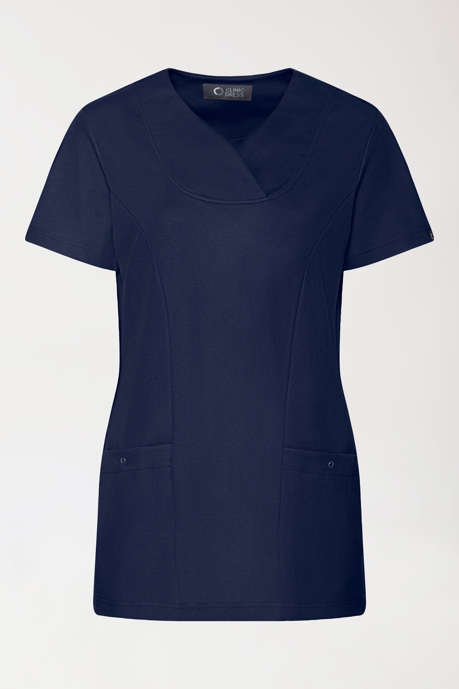 COMFY FLEX Stretch Schlupfkasack Damen - Herzausschnitt navy, Vorderansicht 