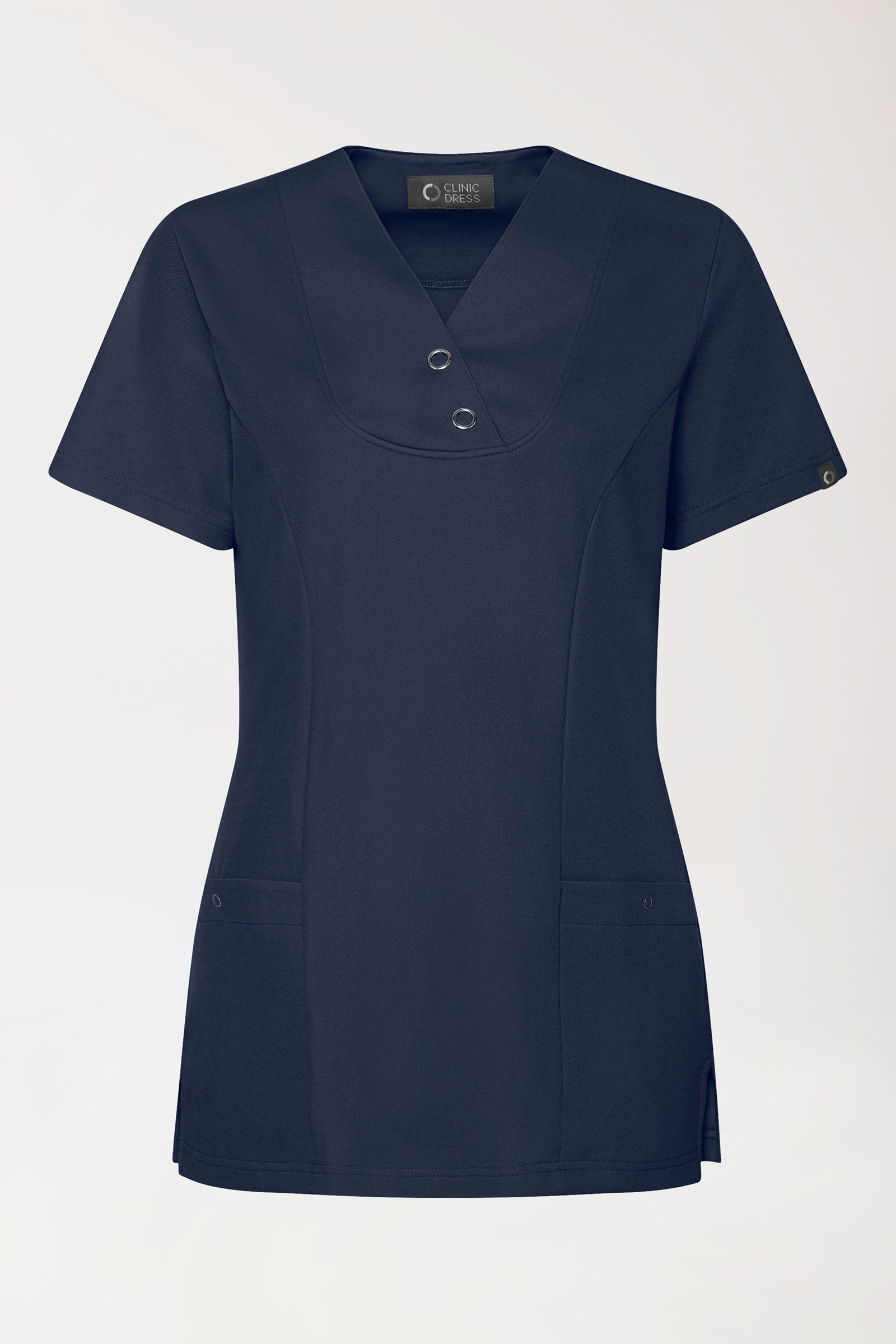 COMFY FLEX Stretch Schlupfkasack Damen - mit Druckknöpfen navy, Vorderansicht 