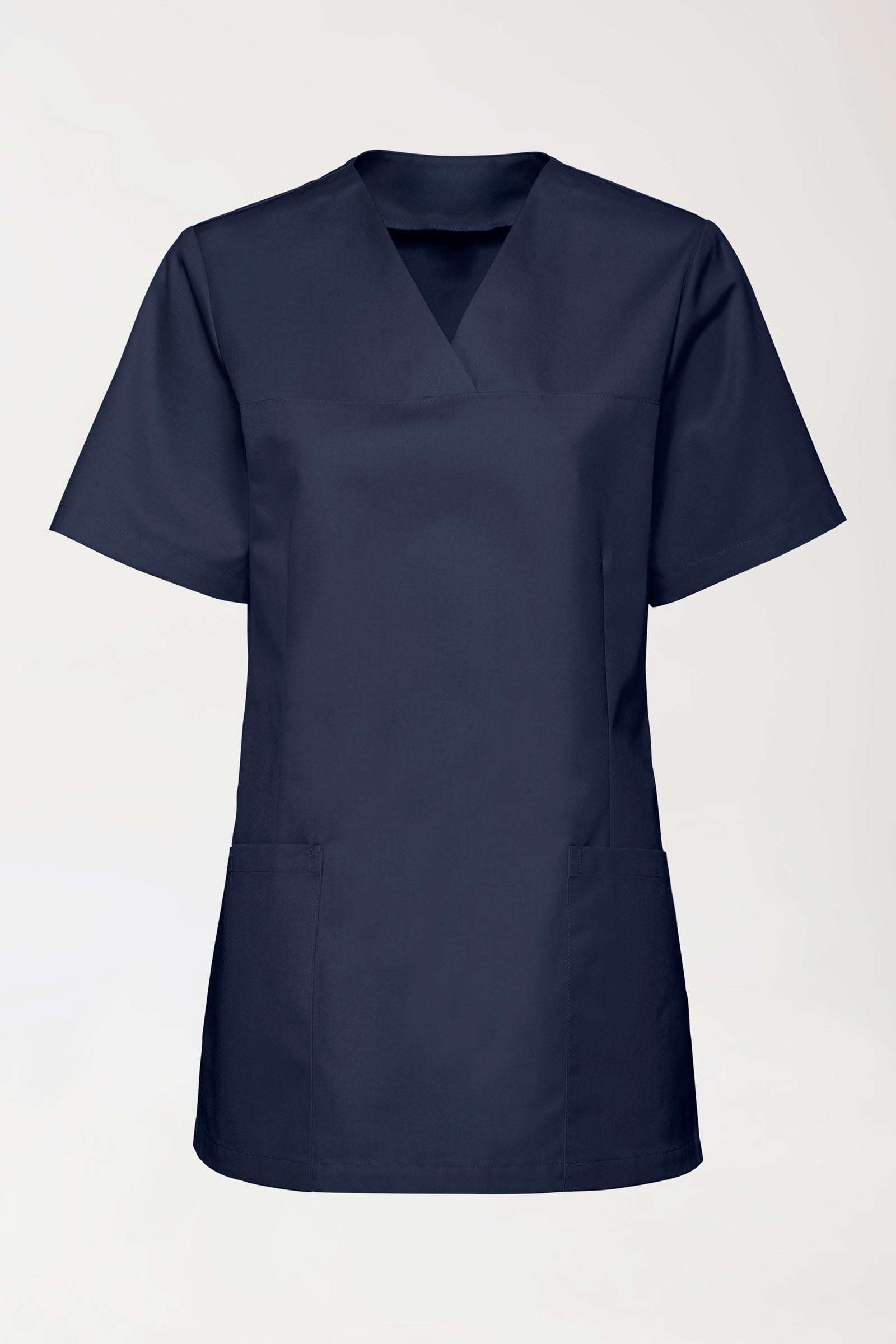 Stretch Damen Schlupfkasack - V-Ausschnitt navy, Vorderansicht 