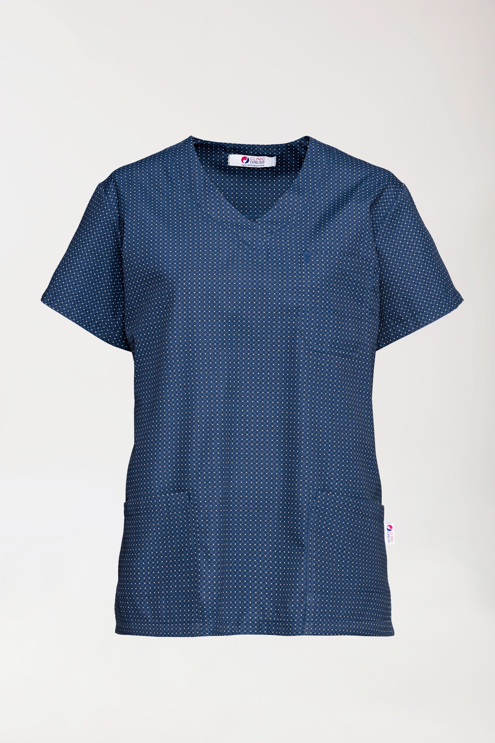 Leichter Schlupfkasack Damen - Alloverprint navy/petrolblau, Vorderansicht 