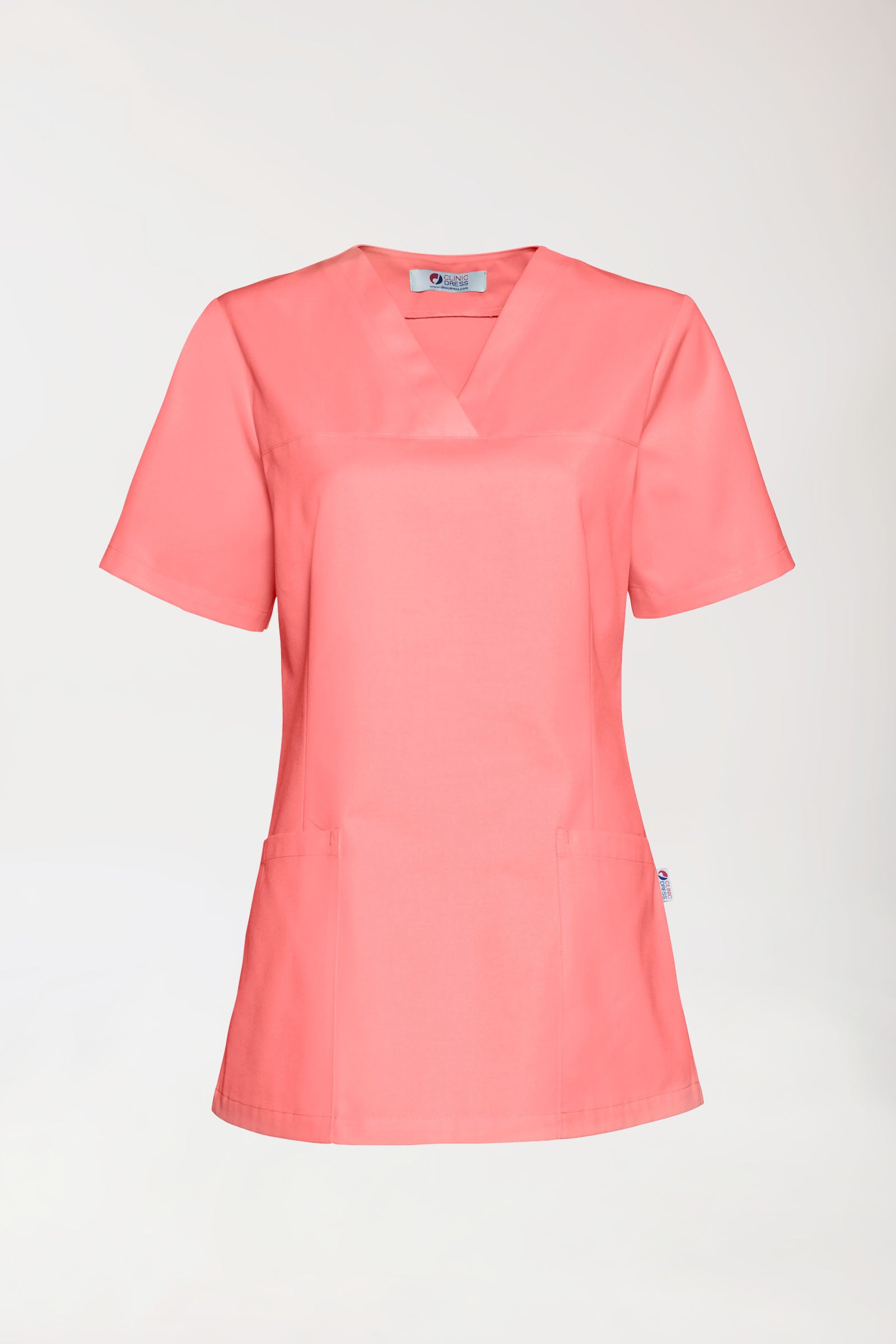 JUST STRONG Schlupfkasack Damen - V-Ausschnitt pfirsichrosa, Vorderansicht 