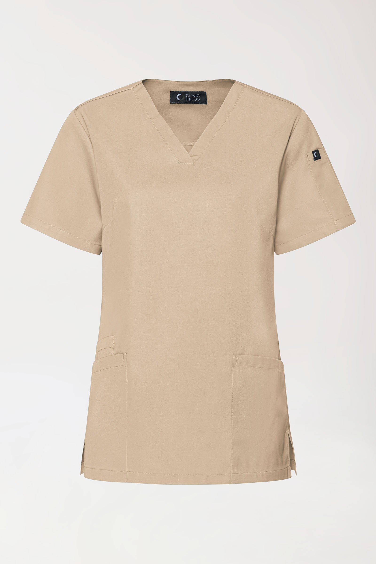 GREEN Stretch Schlupfkasack Damen - V-Ausschnitt sand