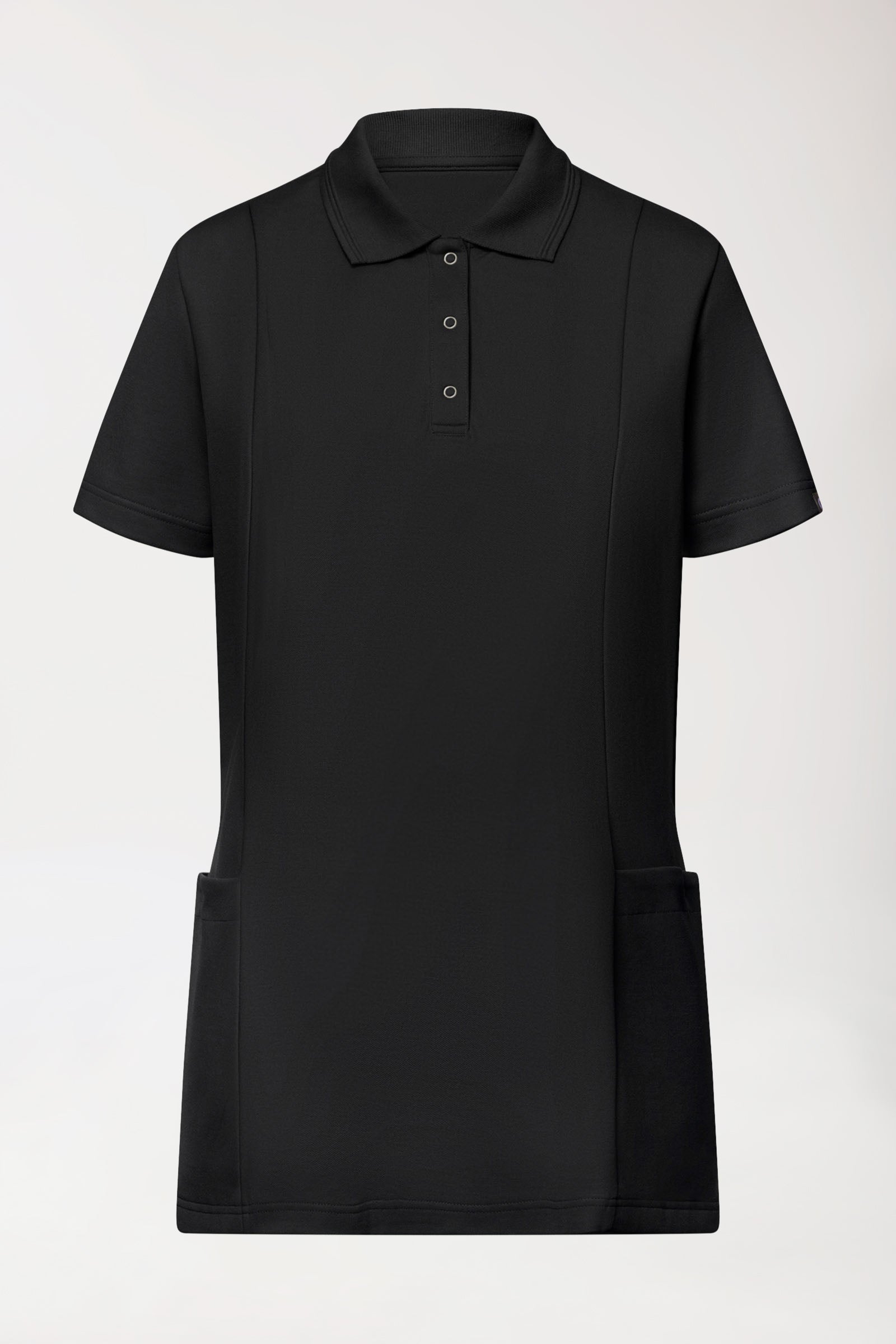 COMFY FLEX Stretch Schlupfkasack Damen - Polokragen schwarz, Vorderansicht 