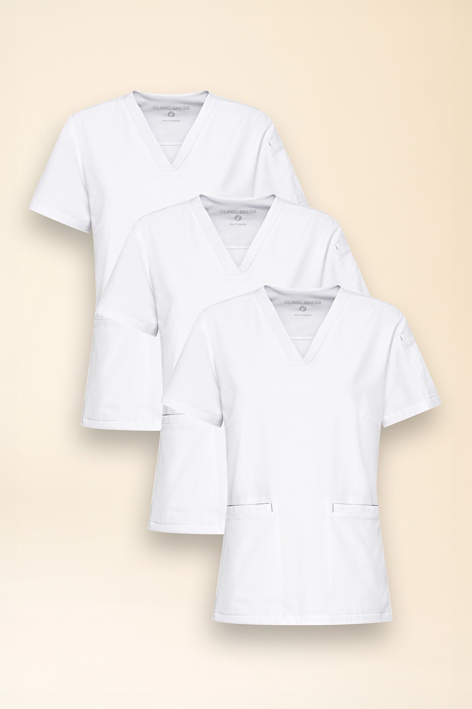 KAERE Schlupfkasack Damen - 3er Pack - V-Ausschnitt weiß