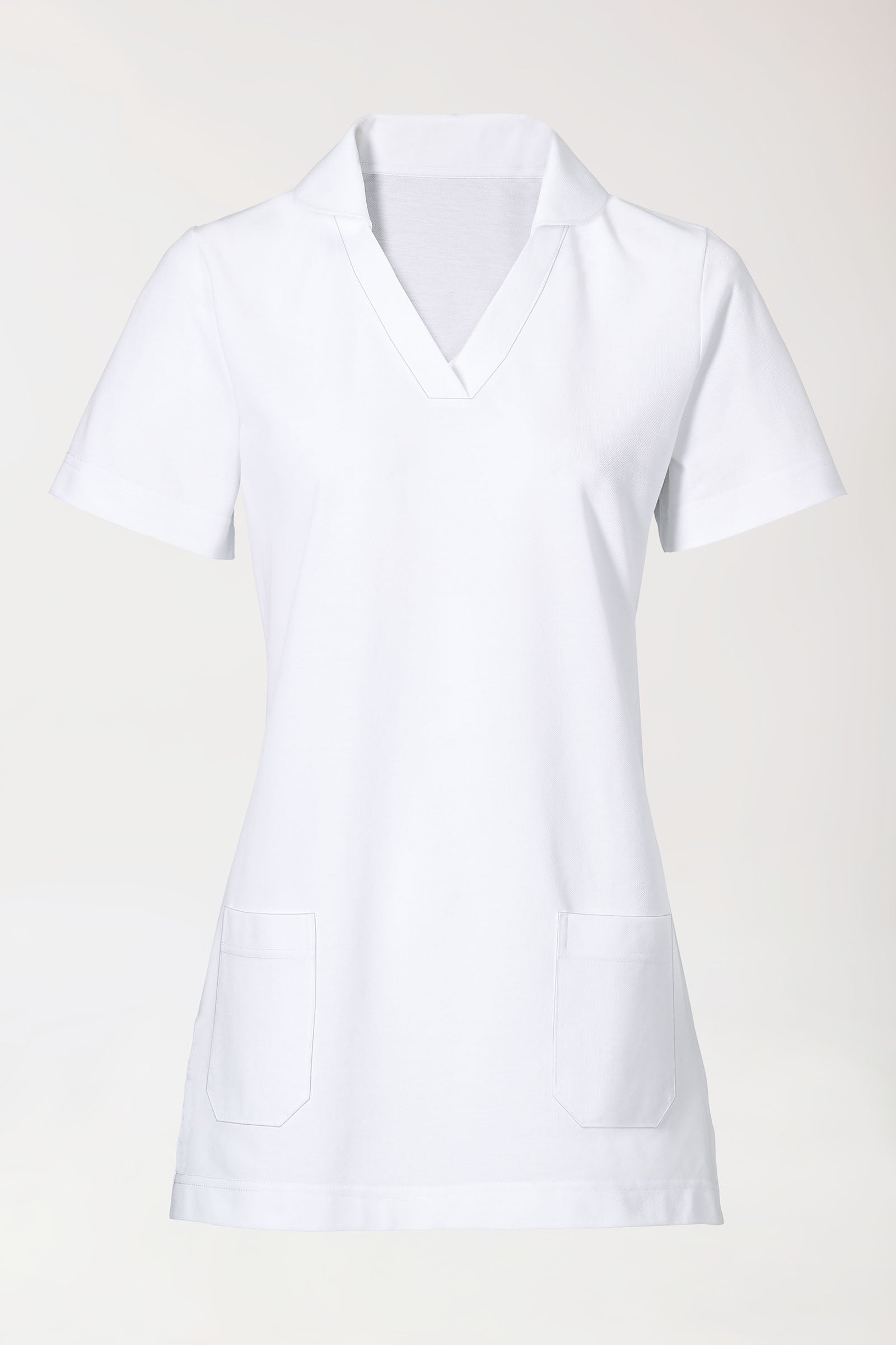 COMFY FLEX Stretch Schlupfkasack Damen - Schalkragen weiß