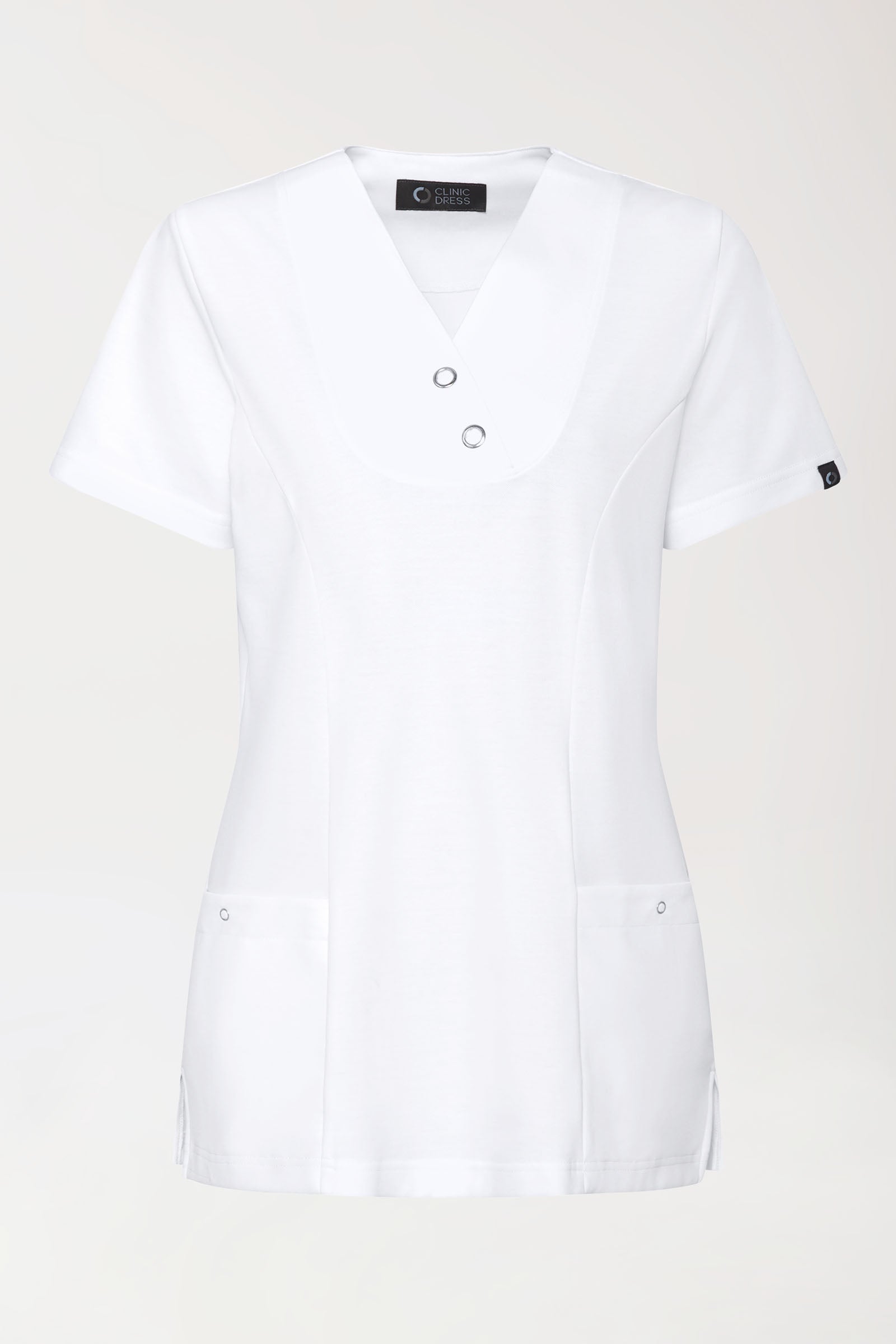 COMFY FLEX Stretch Schlupfkasack Damen - mit Druckknöpfen weiß