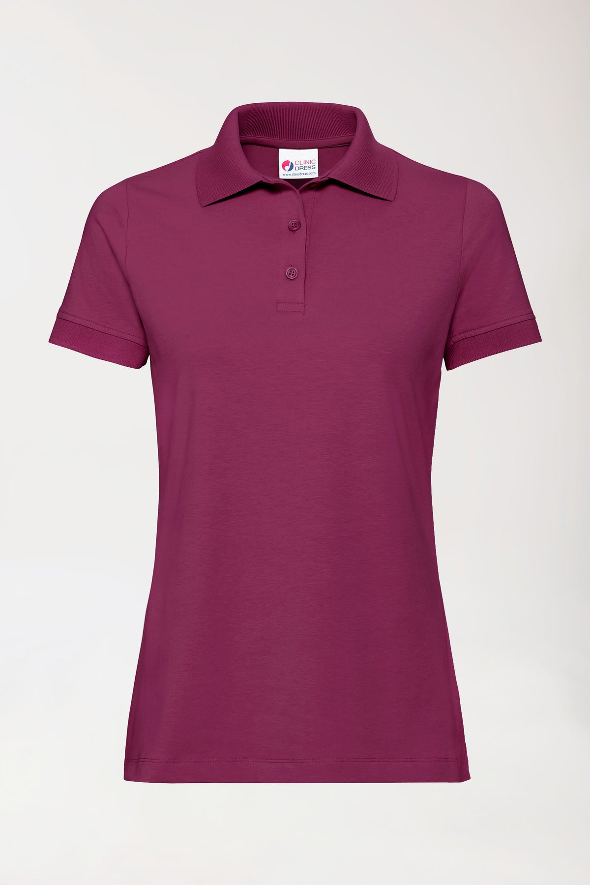 Stretch Shirt Damen - Polokragen - Knopfleiste berry