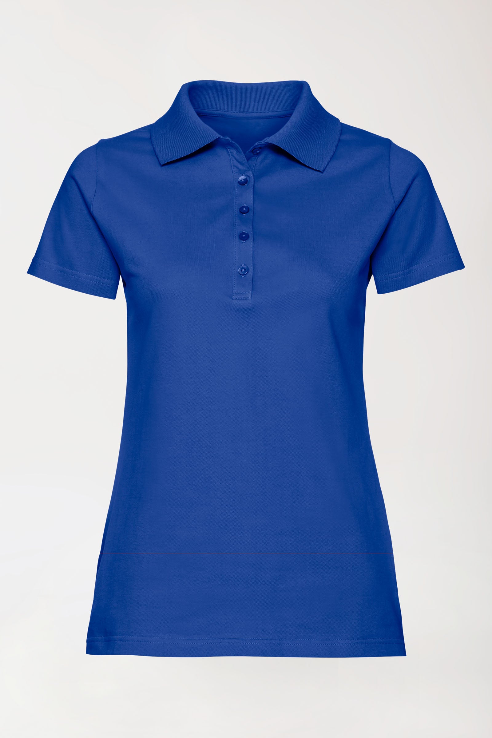 Stretch Shirt Damen - Polokragen königsblau, Vorderansicht 