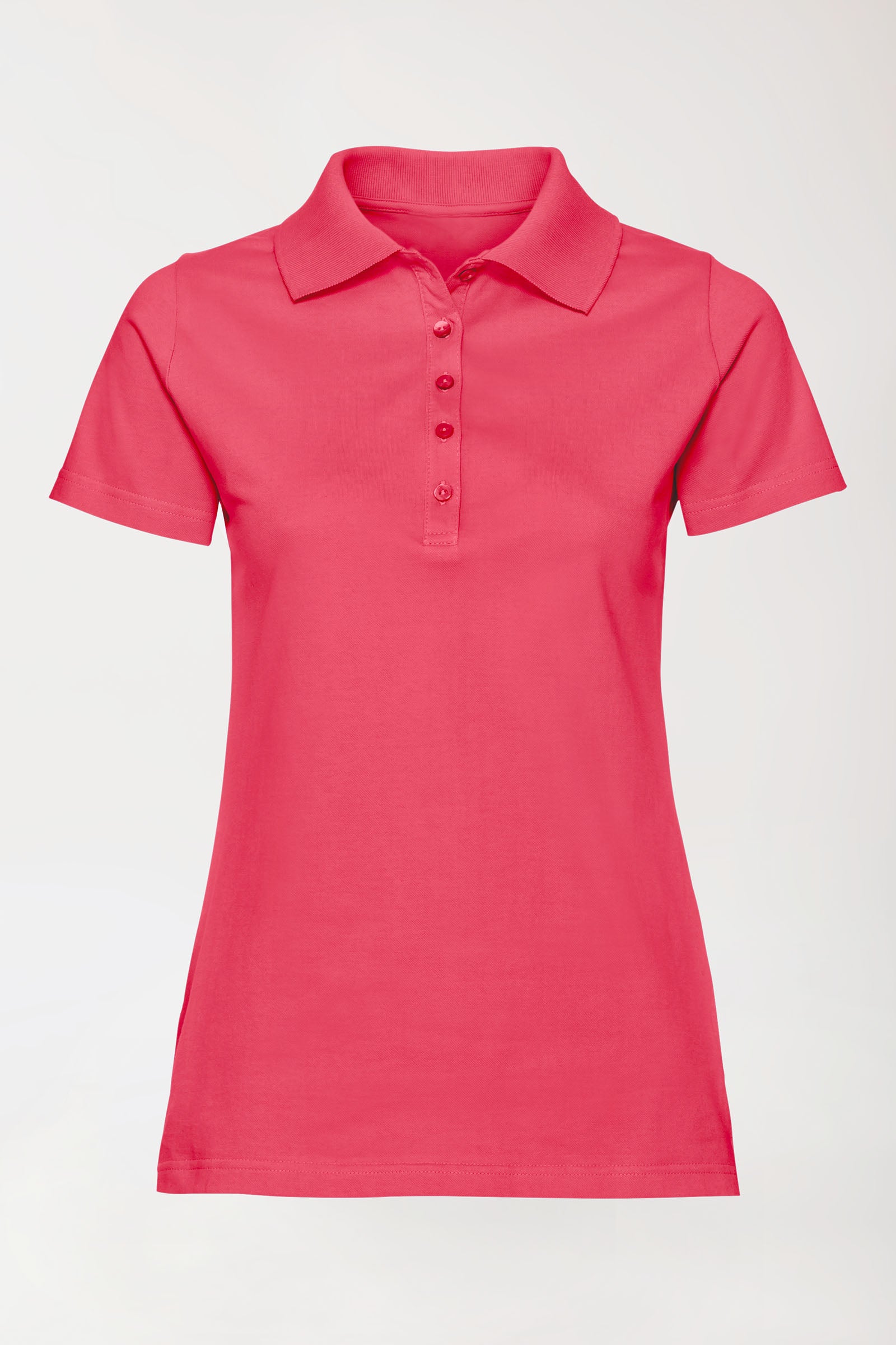 Stretch Shirt Damen - Polokragen lipstick, Vorderansicht 