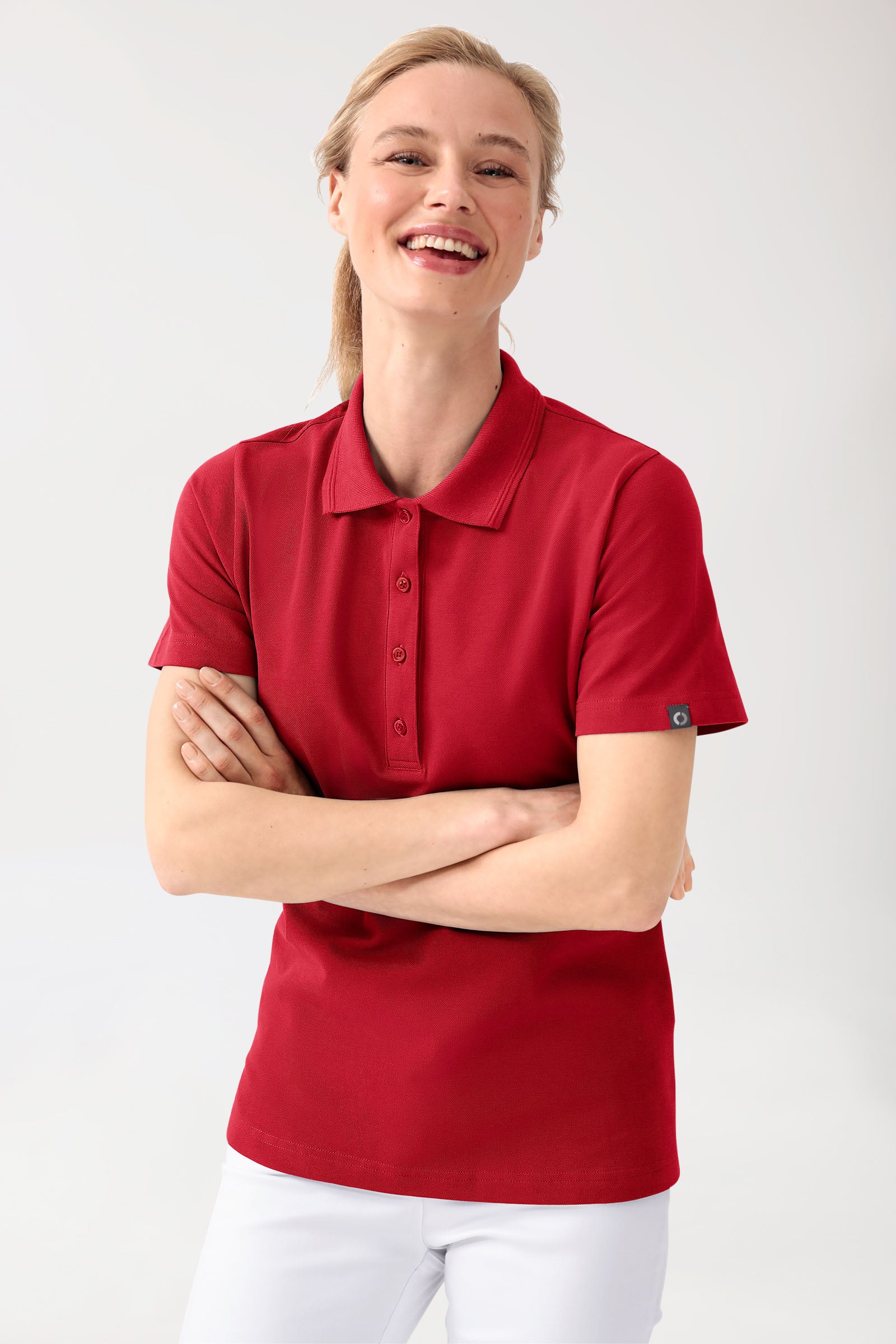 COMFY FLEX Stretch Shirt Damen - Polokragen rot, Vorderansicht 