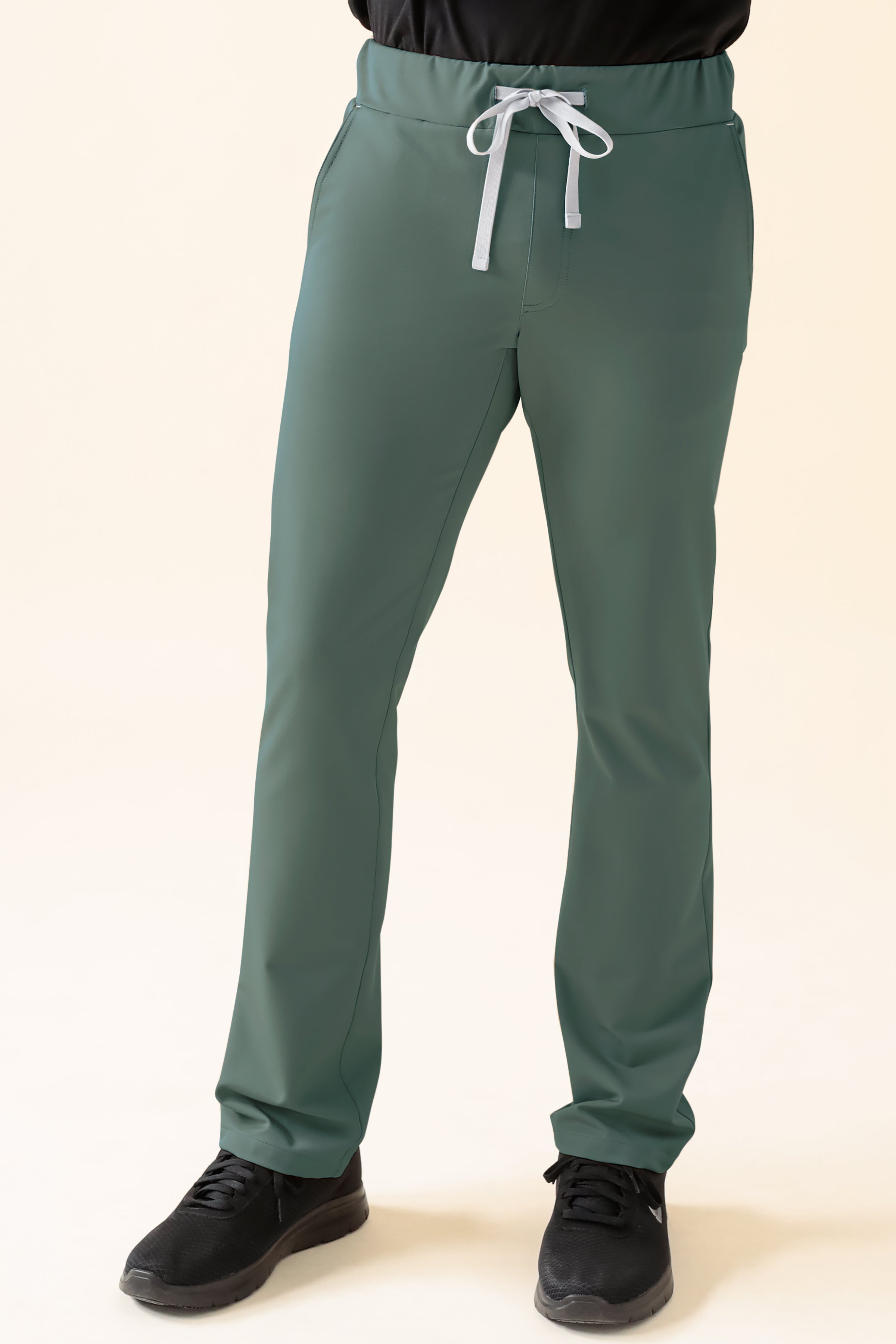 KAERE Hose Herren - gerader Saum ohne Beintaschen dunkelgrün, Vorderansicht 