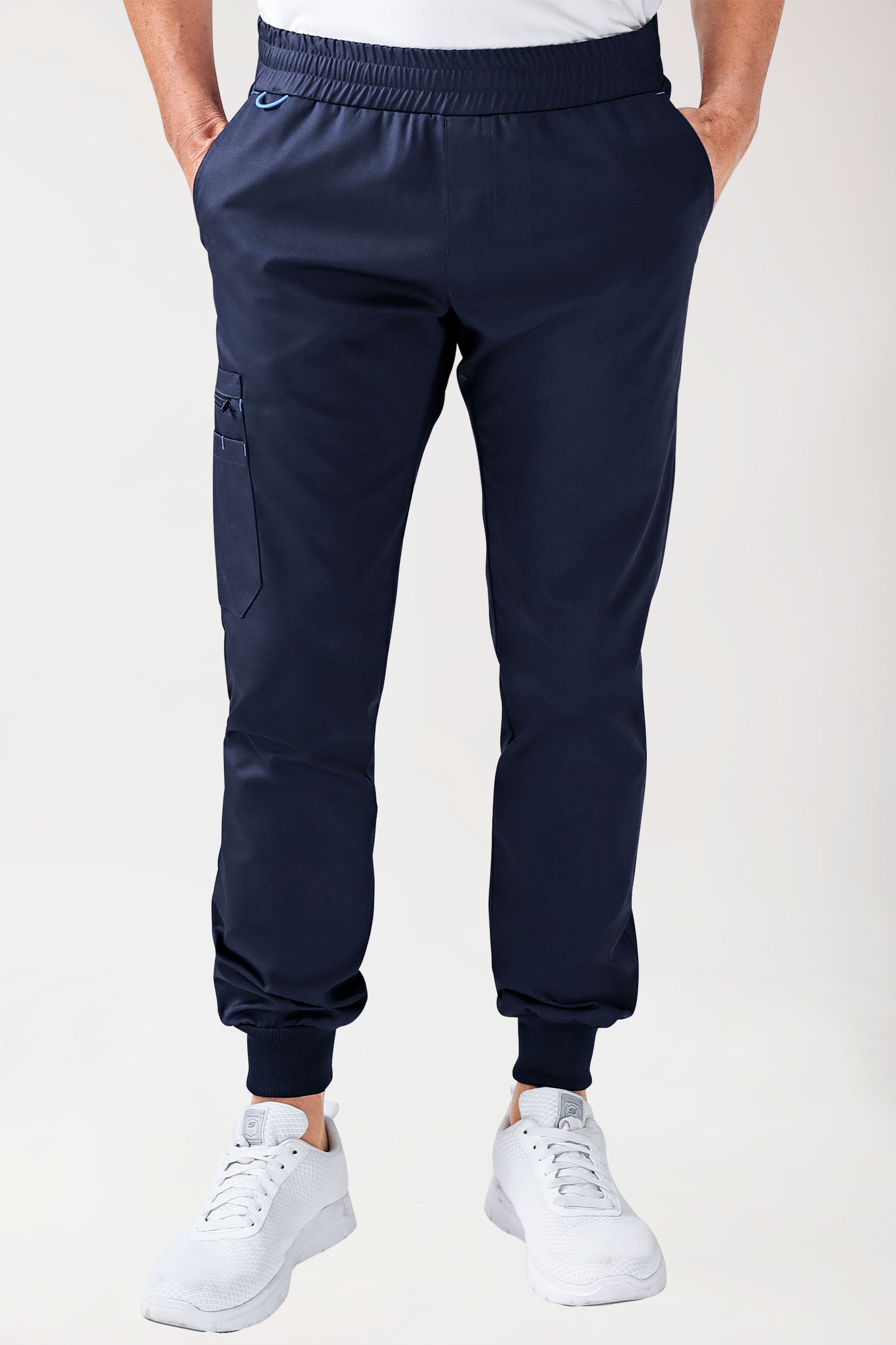 CLINIC STRETCH Hose Herren - Saumbündchen navy/himmelblau, Vorderansicht 