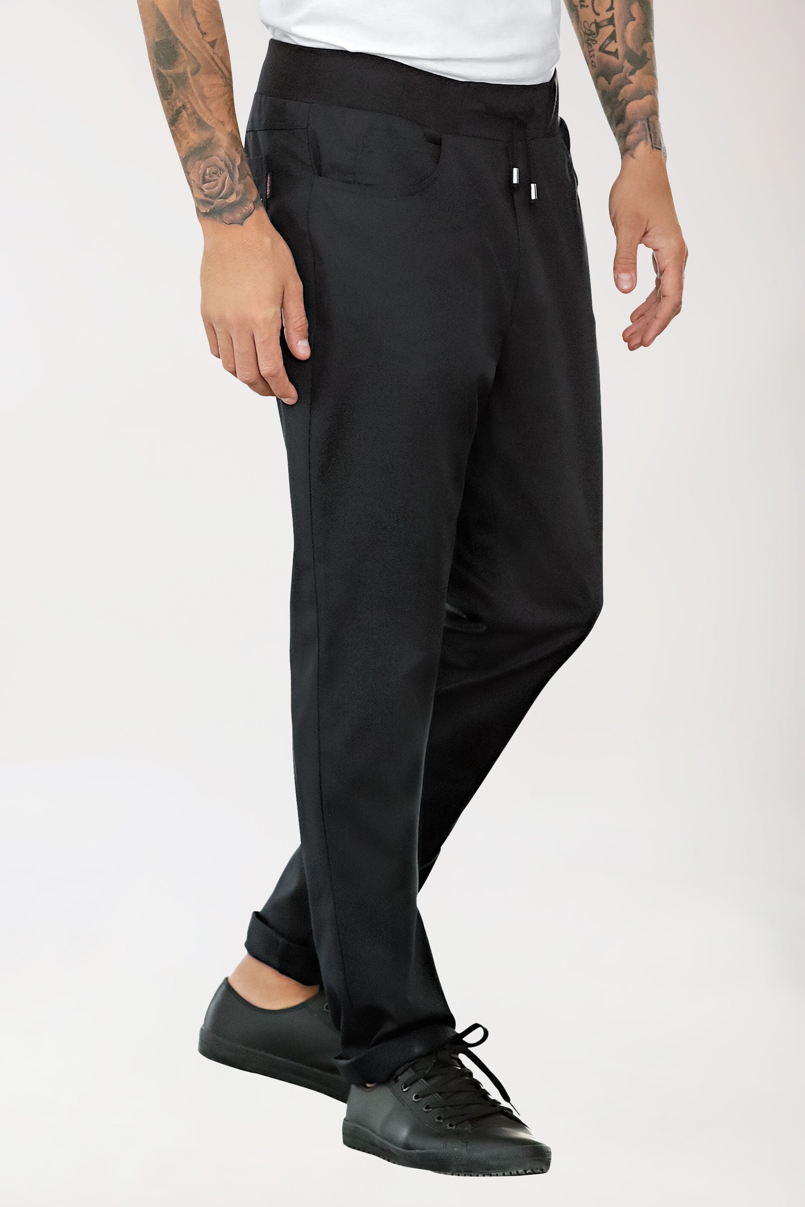Hose für Herren Strickbund Schwarz, Vorderansicht 