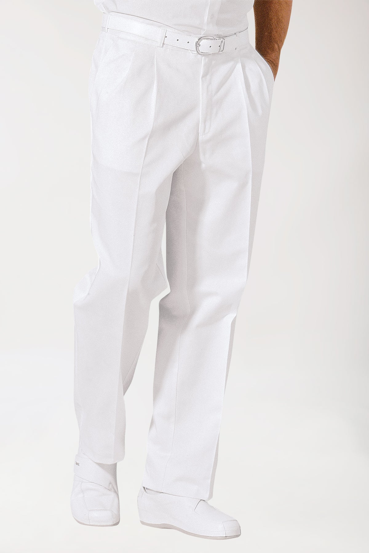 Bundfaltenhose Weiß, Vorderansicht 