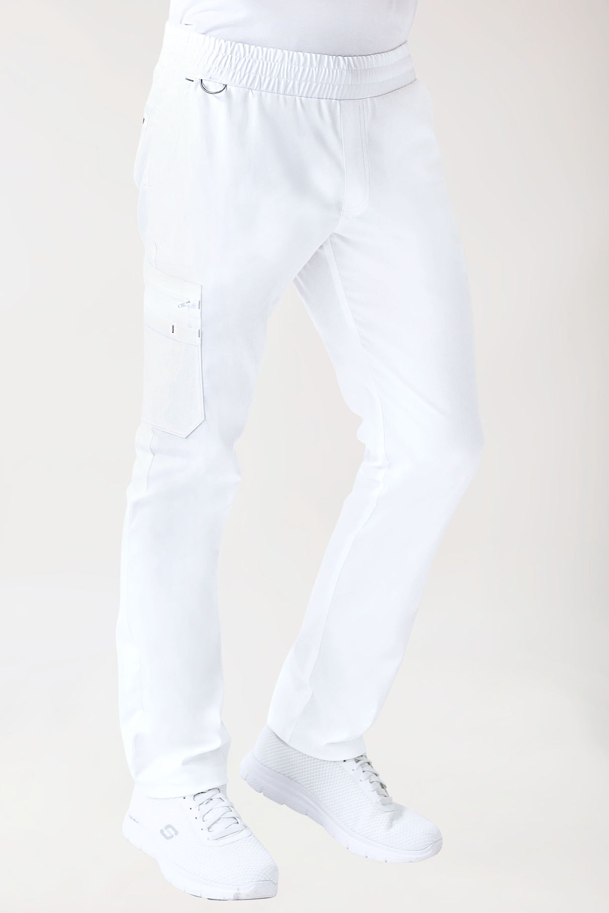 CLINIC STRETCH Hose Herren - gerader Saum weiß/grau