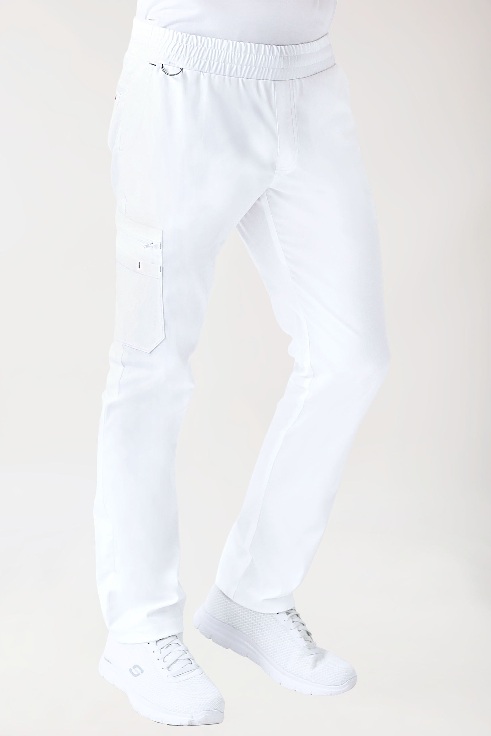 CLINIC STRETCH Hose Herren - gerader Saum weiß/grau, Vorderansicht 