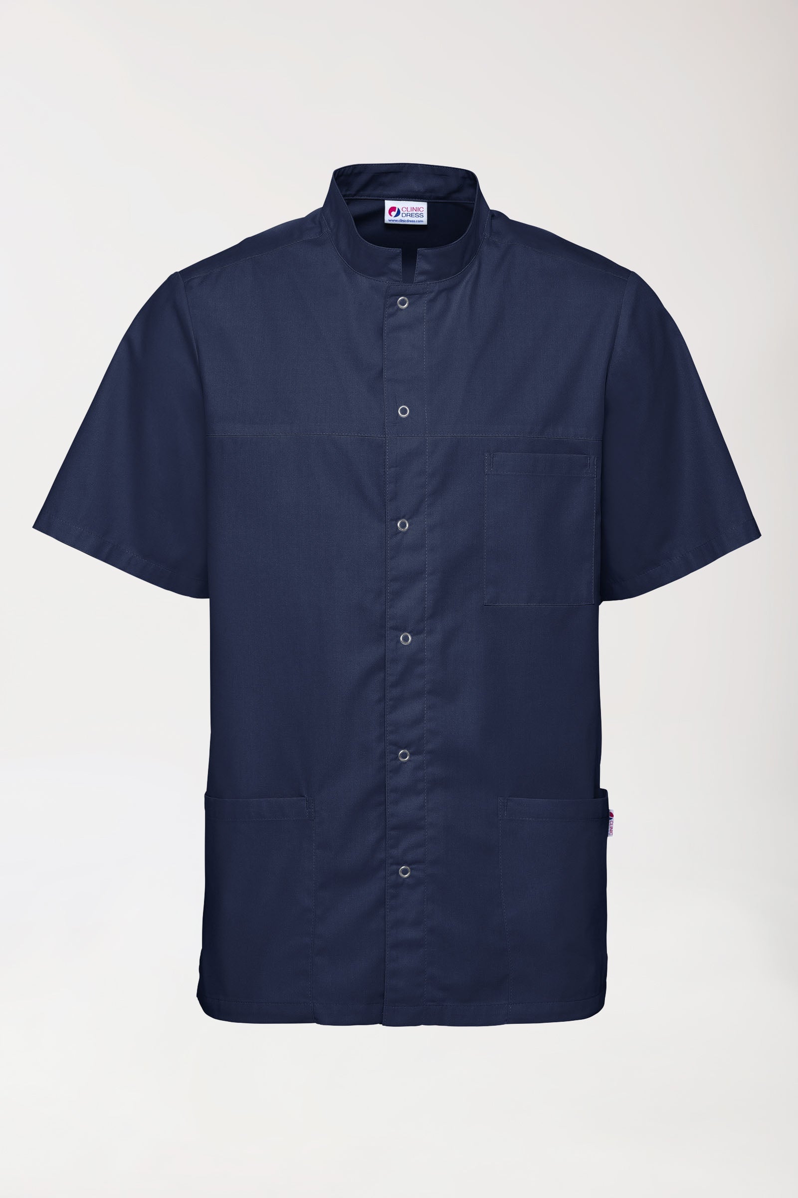 Stretch Kasack Herren - durchgeknöpft navy, Vorderansicht 