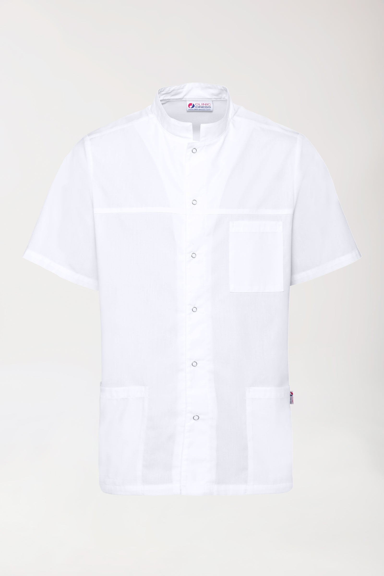 Stretch Kasack Herren - durchgeknöpft weiß