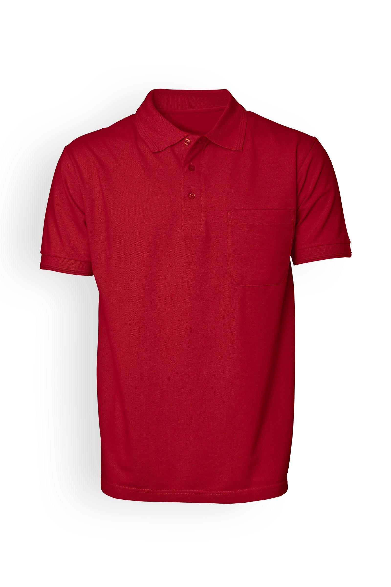 Piqué Shirt Herren Industriewäsche geeignet nach EN ISO 15797 - Polokragen rot, Vorderansicht 