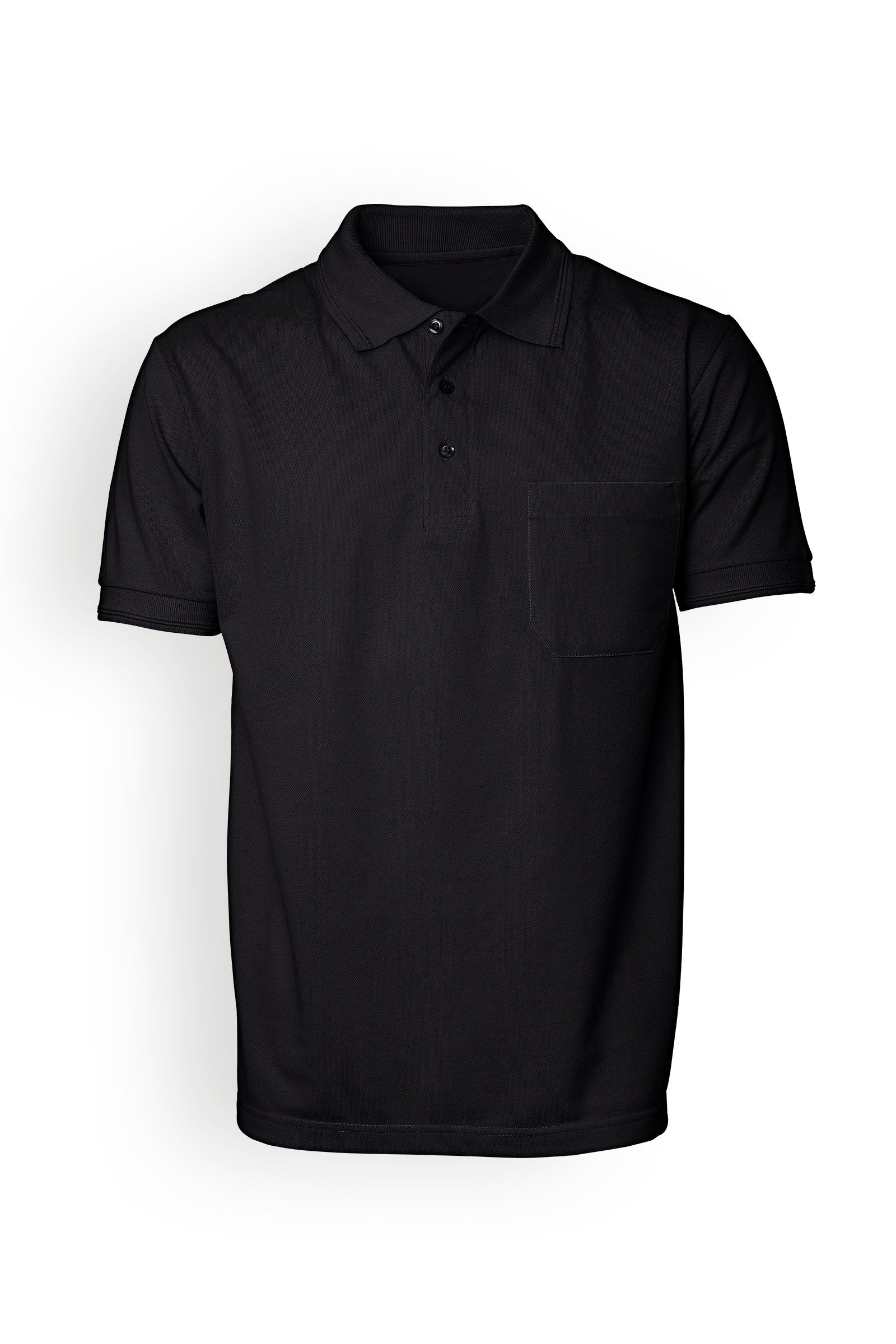 Piqué Shirt Herren Industriewäsche geeignet nach EN ISO 15797 - Polokragen schwarz, Vorderansicht 