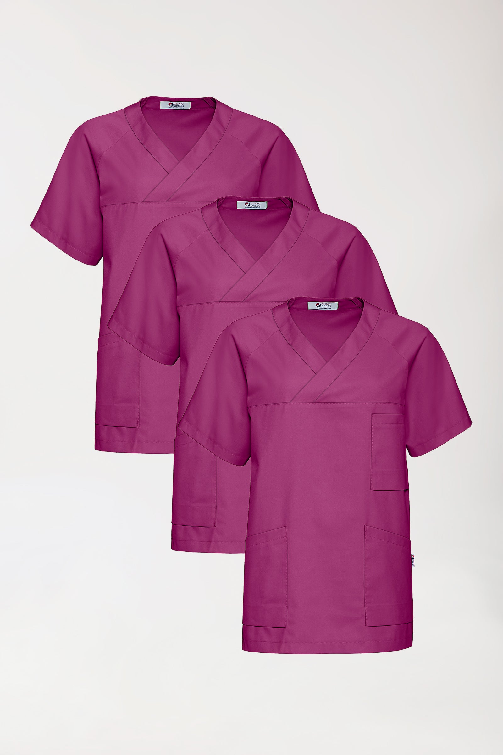 CORE Schlupfkasack Herren - 3er-Pack - V-Ausschnitt berry