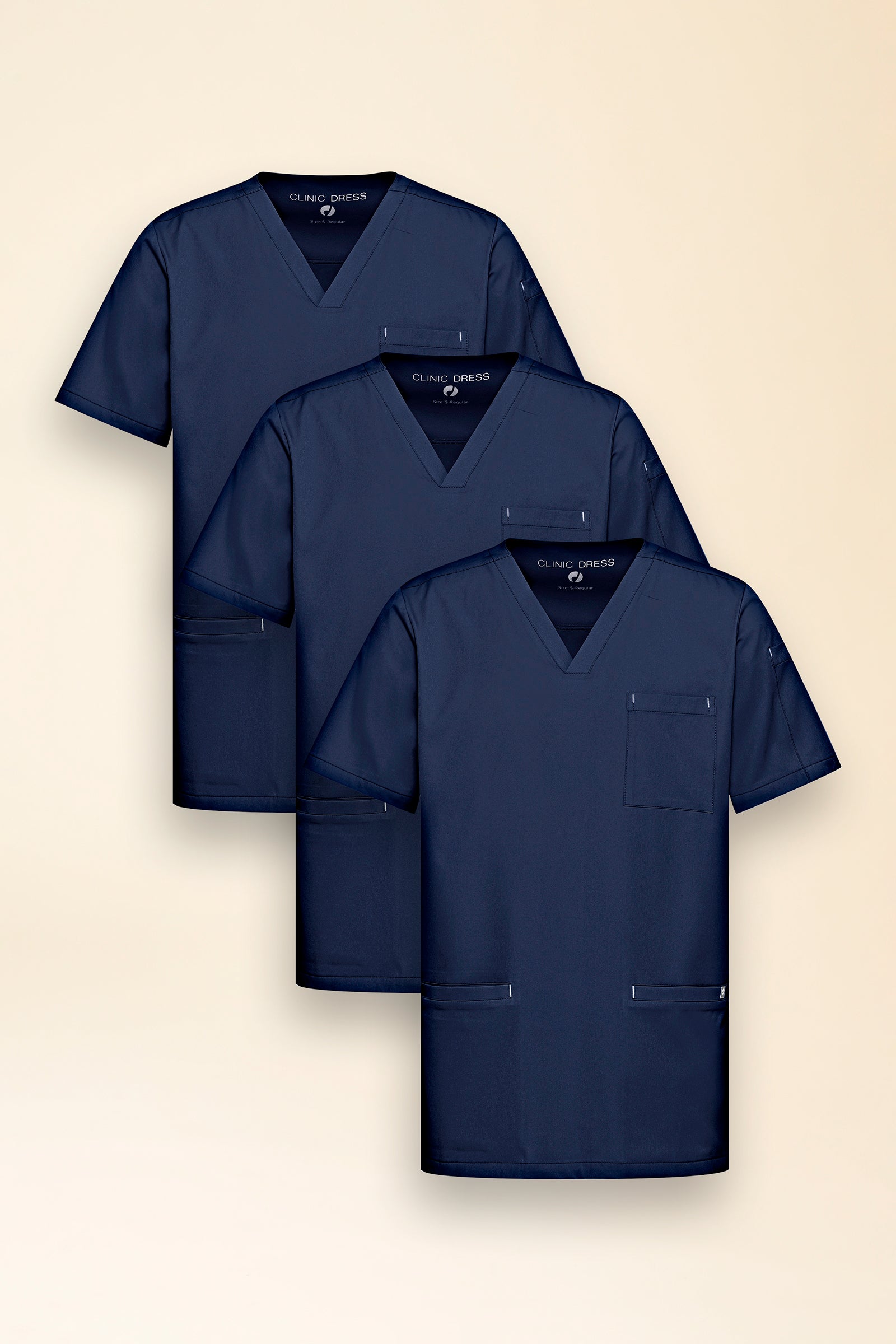 KAERE Schlupfkasack Herren - 3er Pack - V-Ausschnitt navy