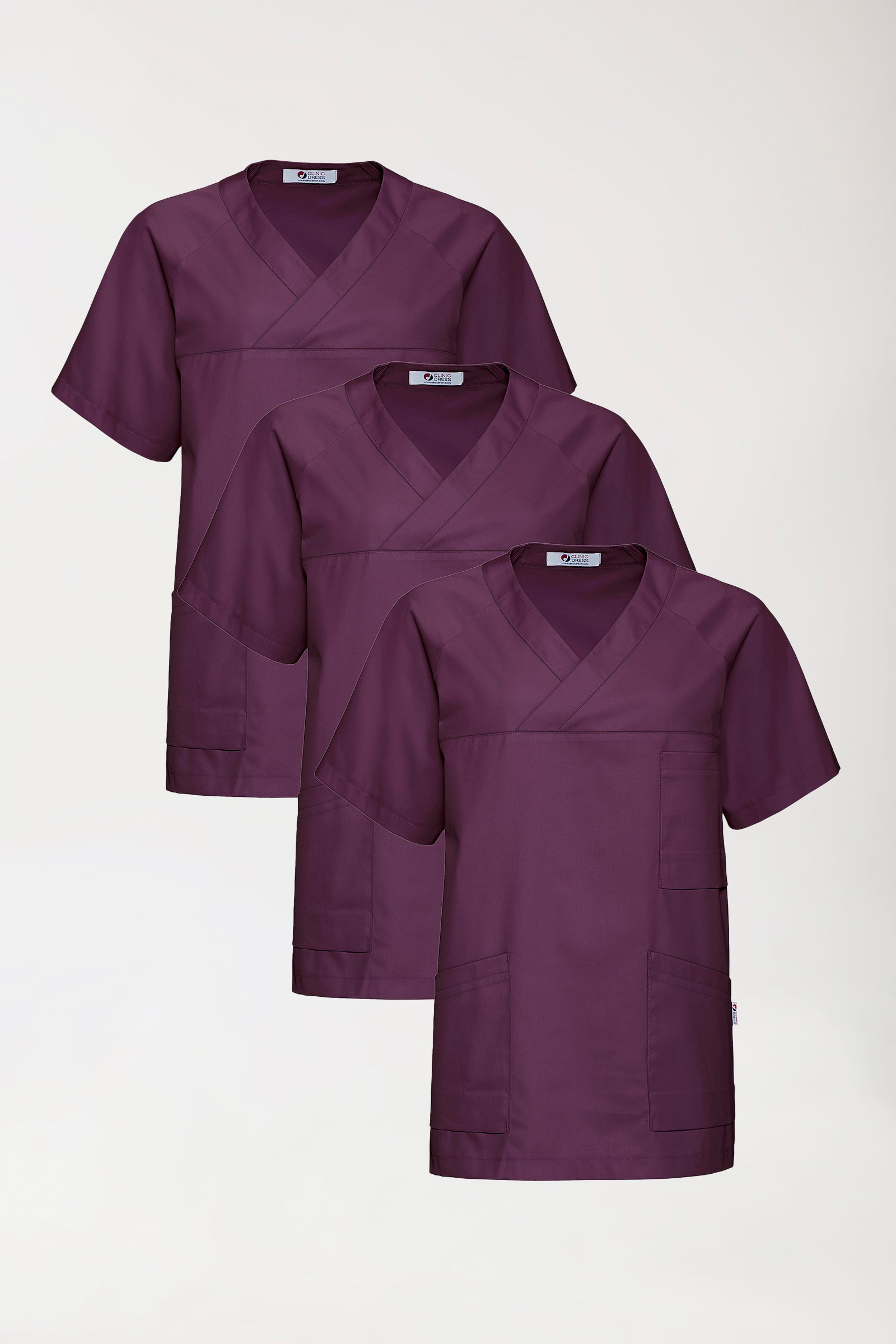 CORE Schlupfkasack Herren - 3er-Pack - V-Ausschnitt pflaume, Vorderansicht 