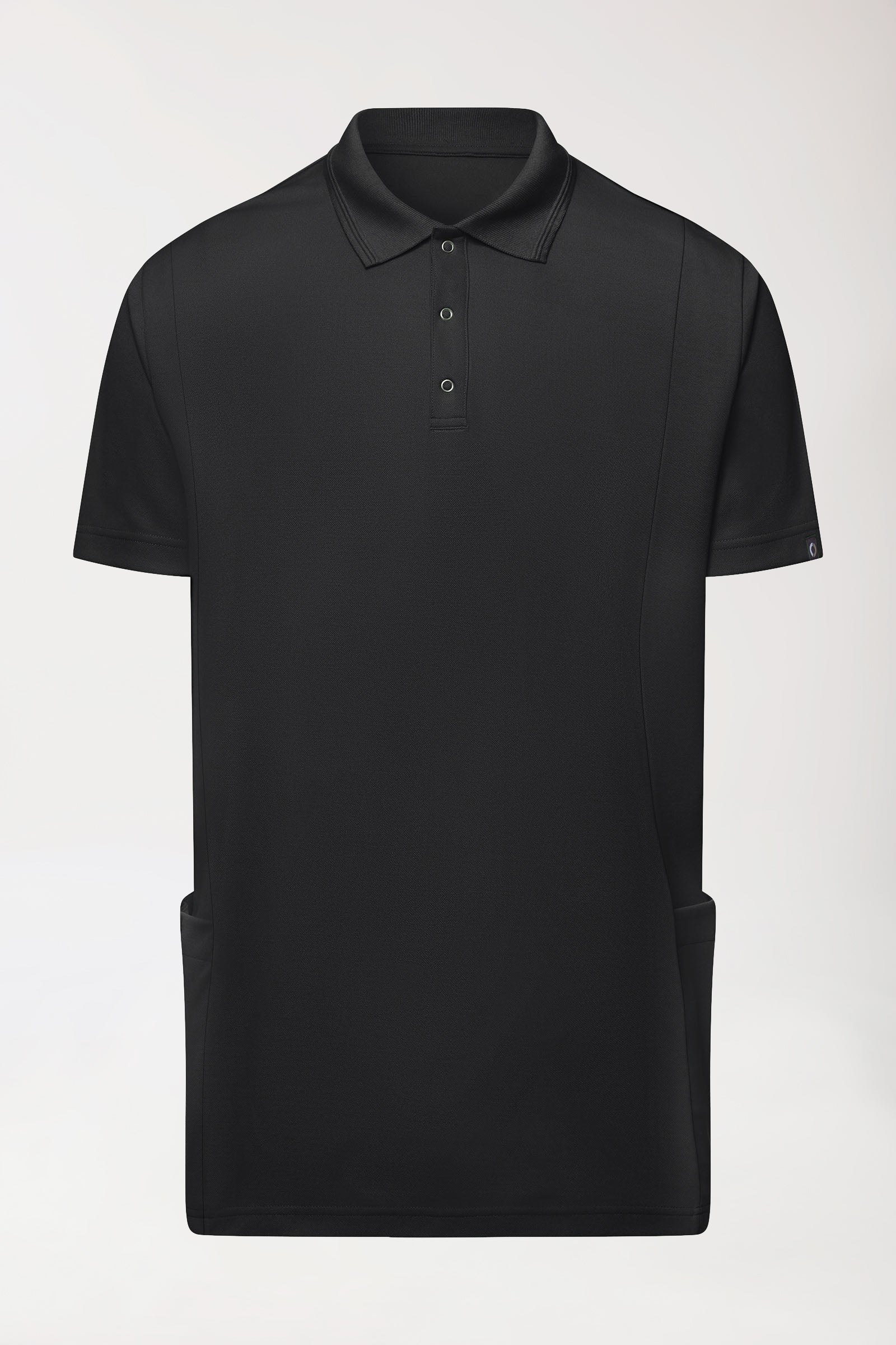 COMFY FLEX Stretch Schlupfkasack Herren - Polokragen schwarz, Vorderansicht 