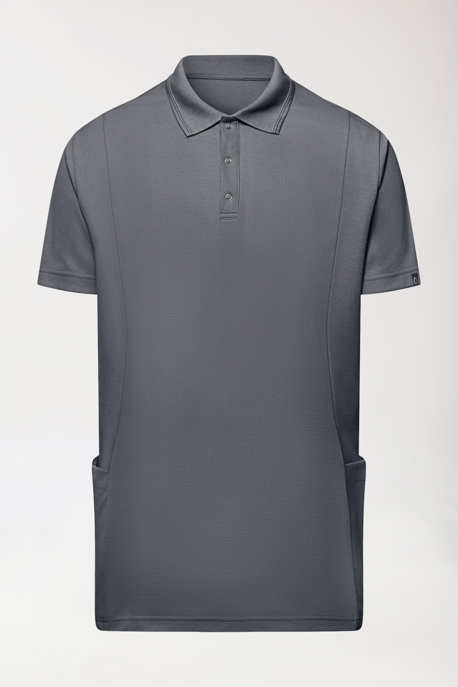 COMFY FLEX Stretch Schlupfkasack Herren - Polokragen steingrau, Vorderansicht 