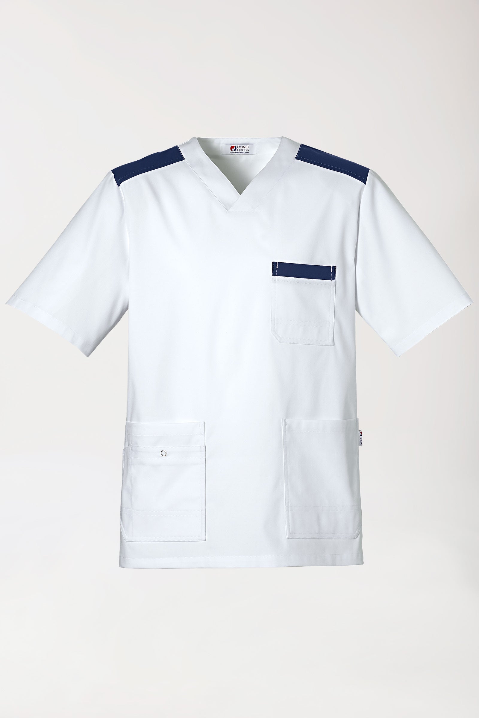 CLINIC STRETCH Schlupfkasack Herren weiß/navy, Vorderansicht 