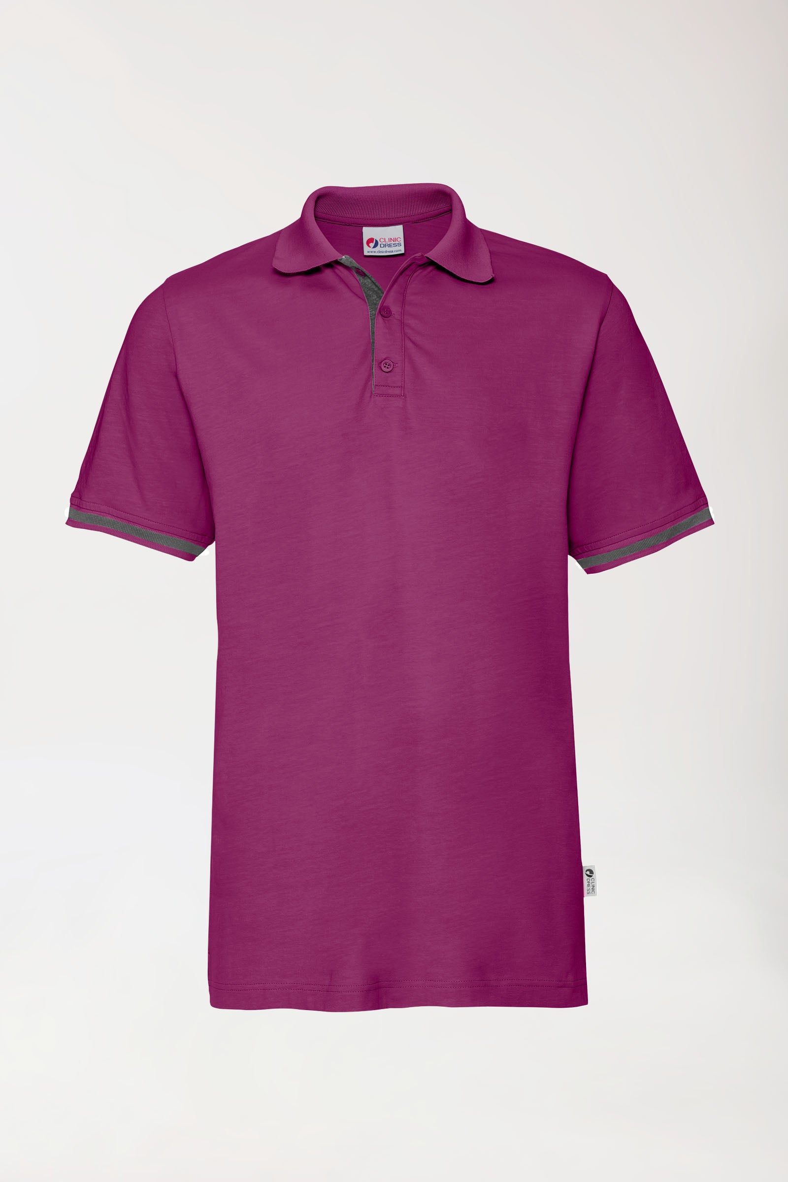 Stretch Shirt Herren - Polokragen berry/dunkelgrau melange, Vorderansicht 