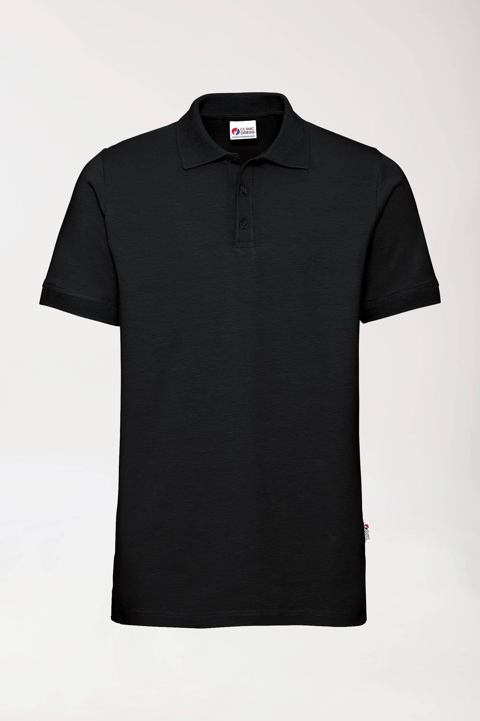 Stretch Shirt Herren - Polokragen - Knopfleiste schwarz
