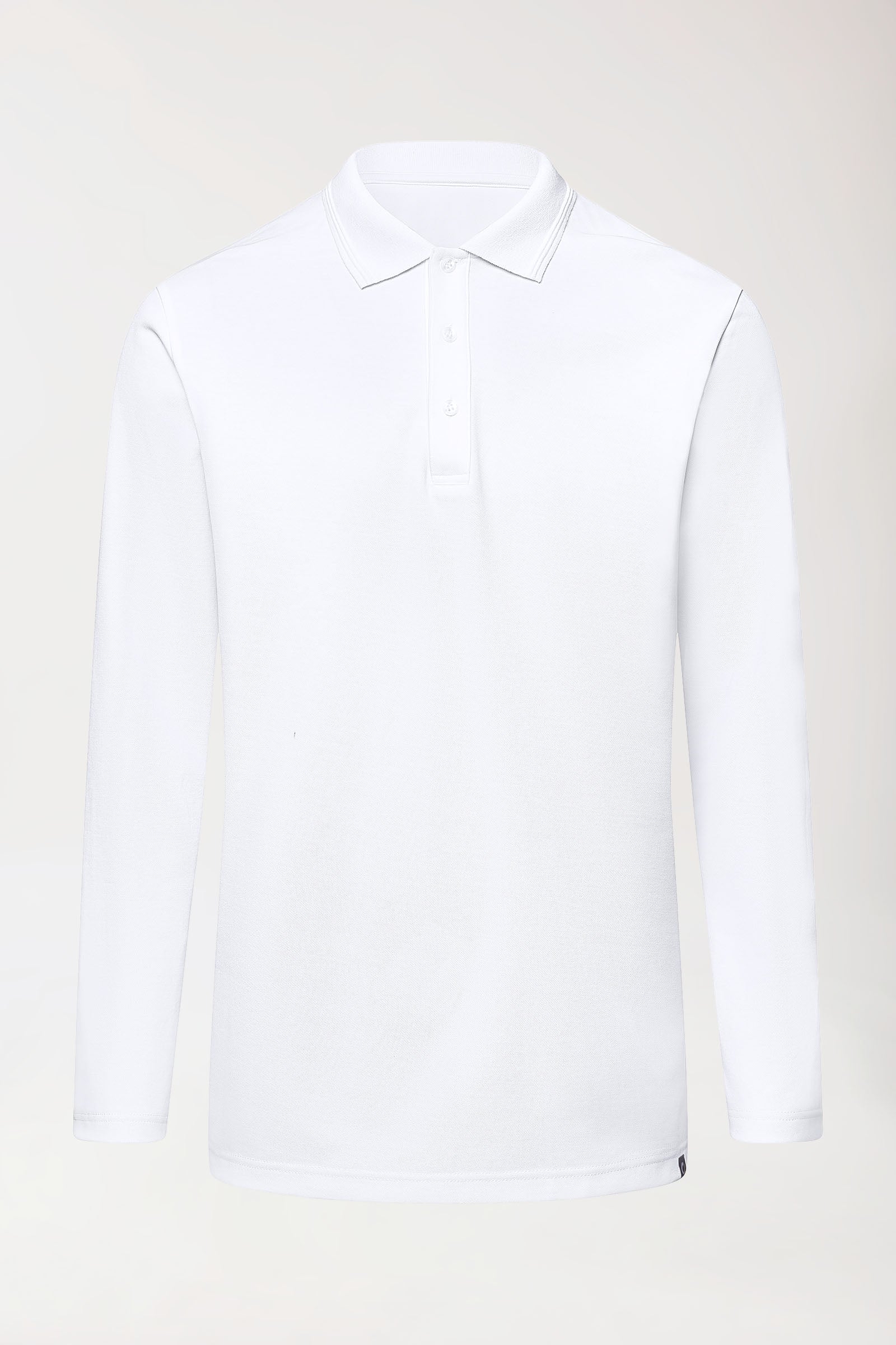 COMFY FLEX Stretch Longsleeve Herren - Polokragen weiß, Vorderansicht 