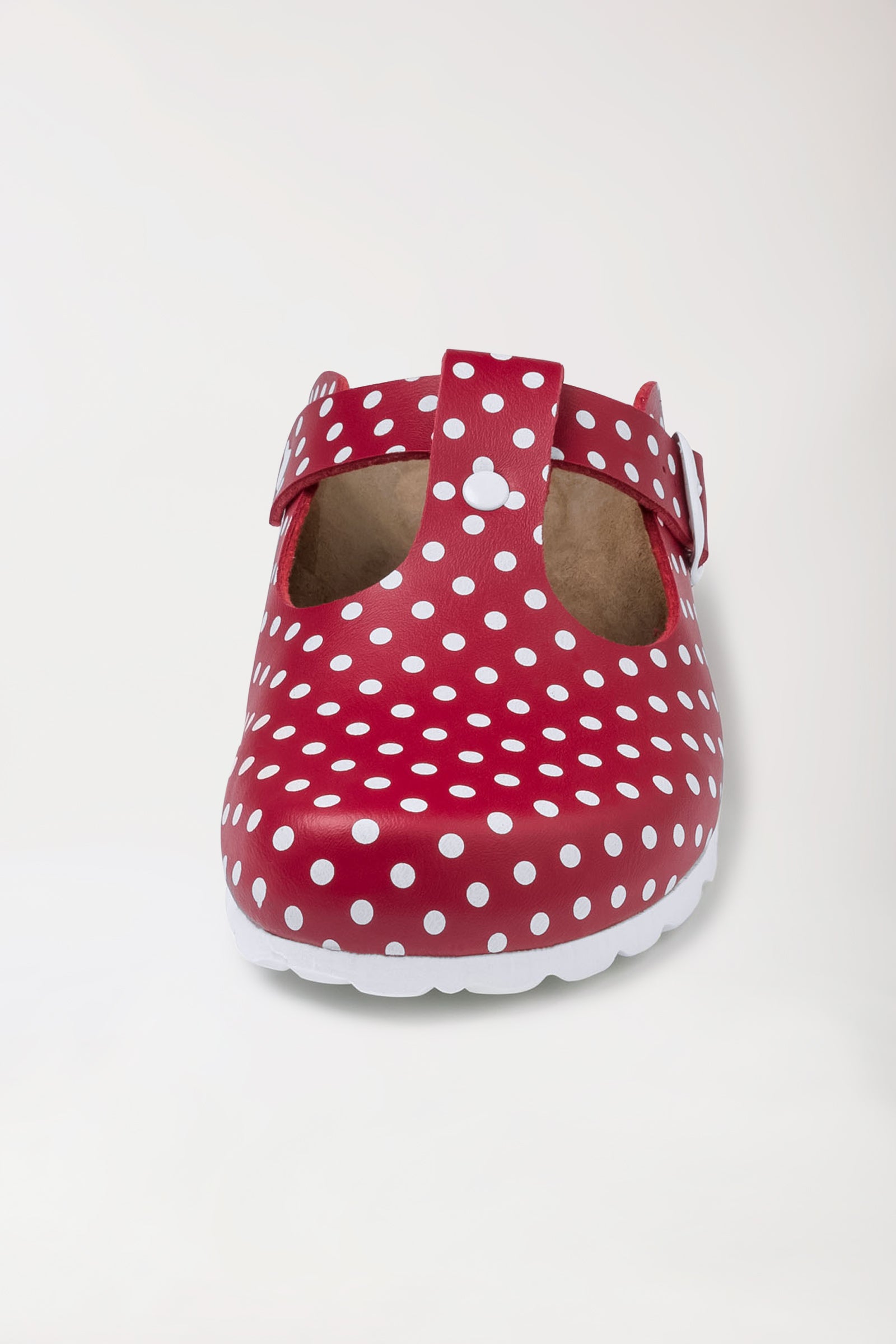 Damen Clog rot/weiß, Vorderansicht 